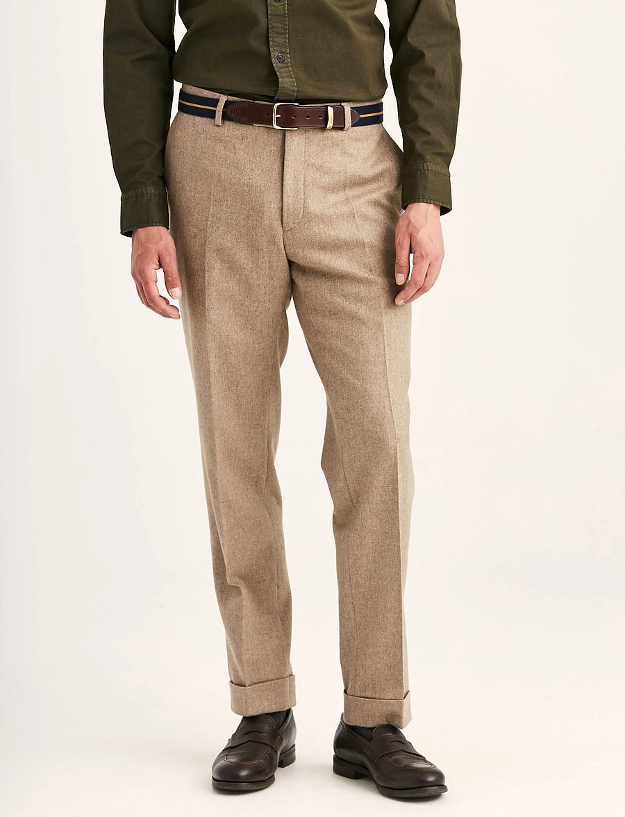 Morris - Flannel Suit Trouser - anzugshosen - khaki - 4