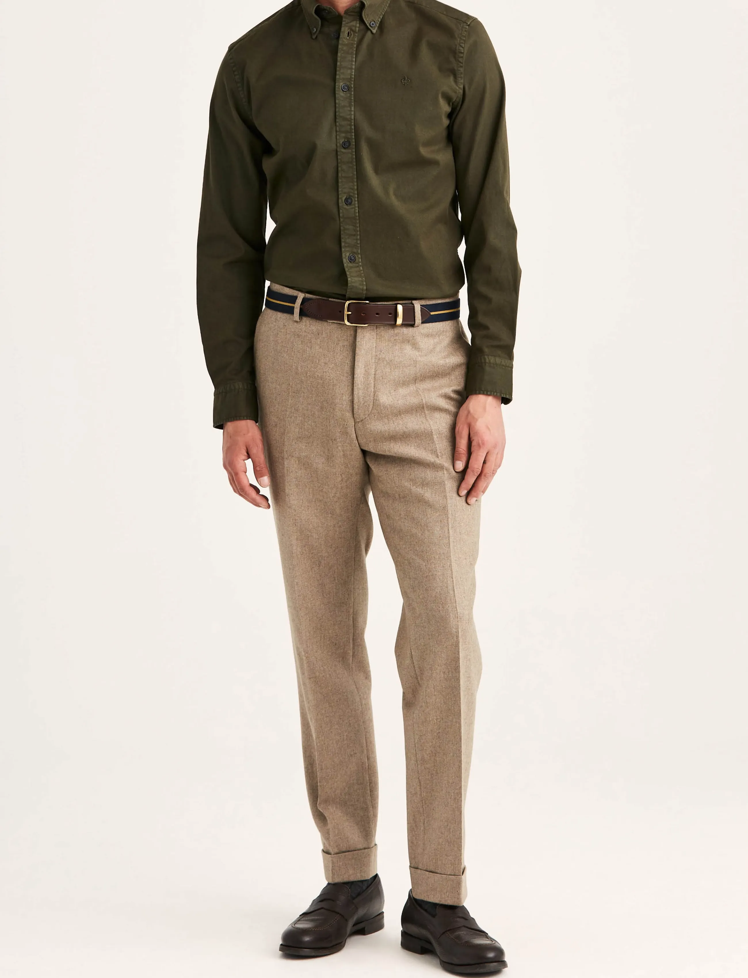 Morris - Flannel Suit Trouser - Ülikonnapüksid - khaki - 5