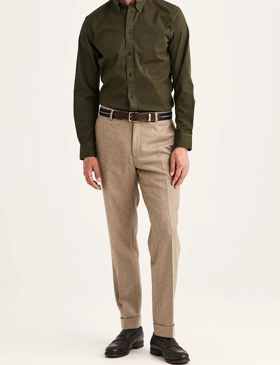Morris - Flannel Suit Trouser - anzugshosen - khaki - 5