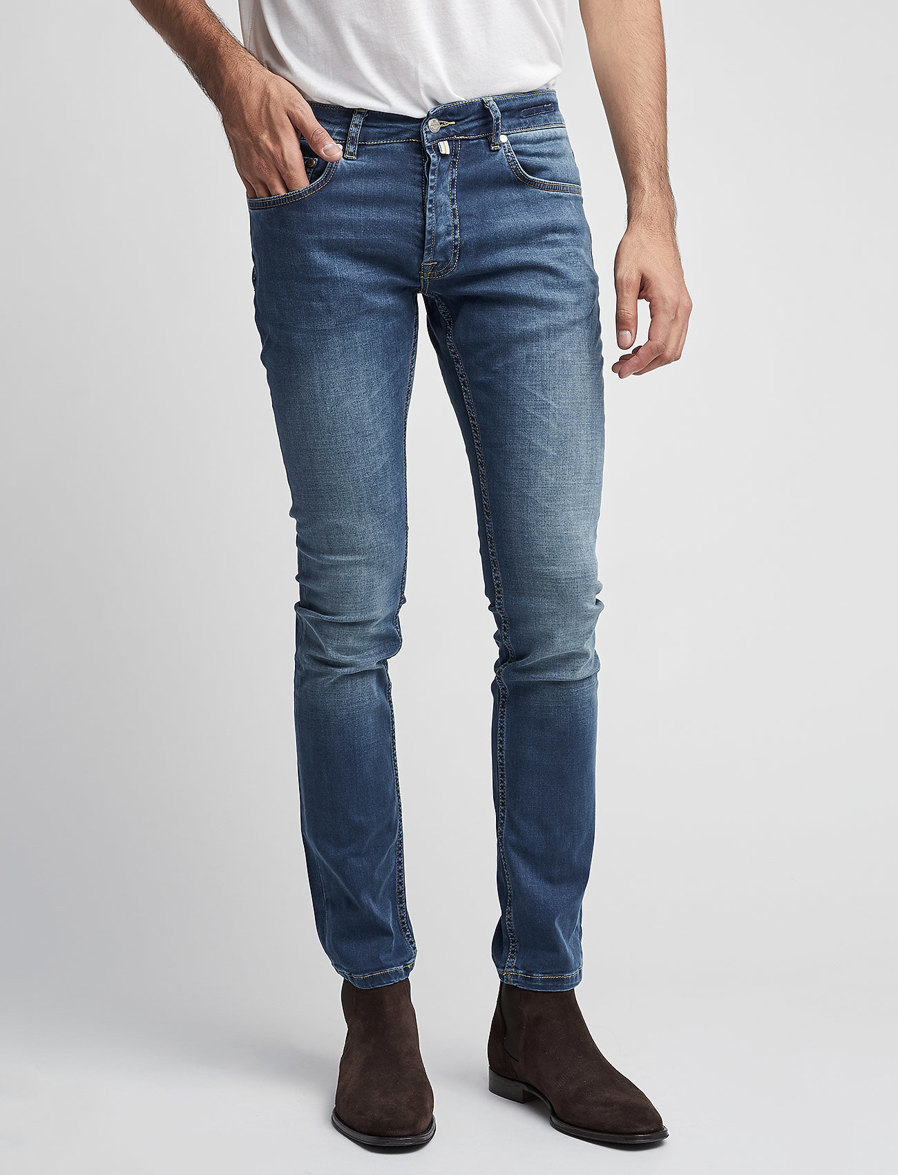 Morris Steve Satin Jeans - Skinny jeans - SEMI DARK WASH / blue