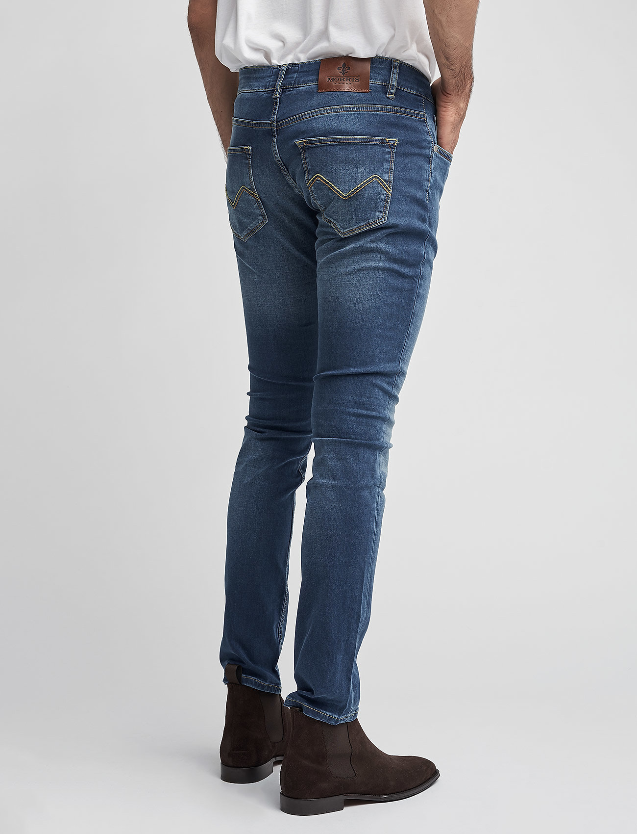 Morris - Steve Satin Jeans - bukser & jeans - semi dark wash - 3