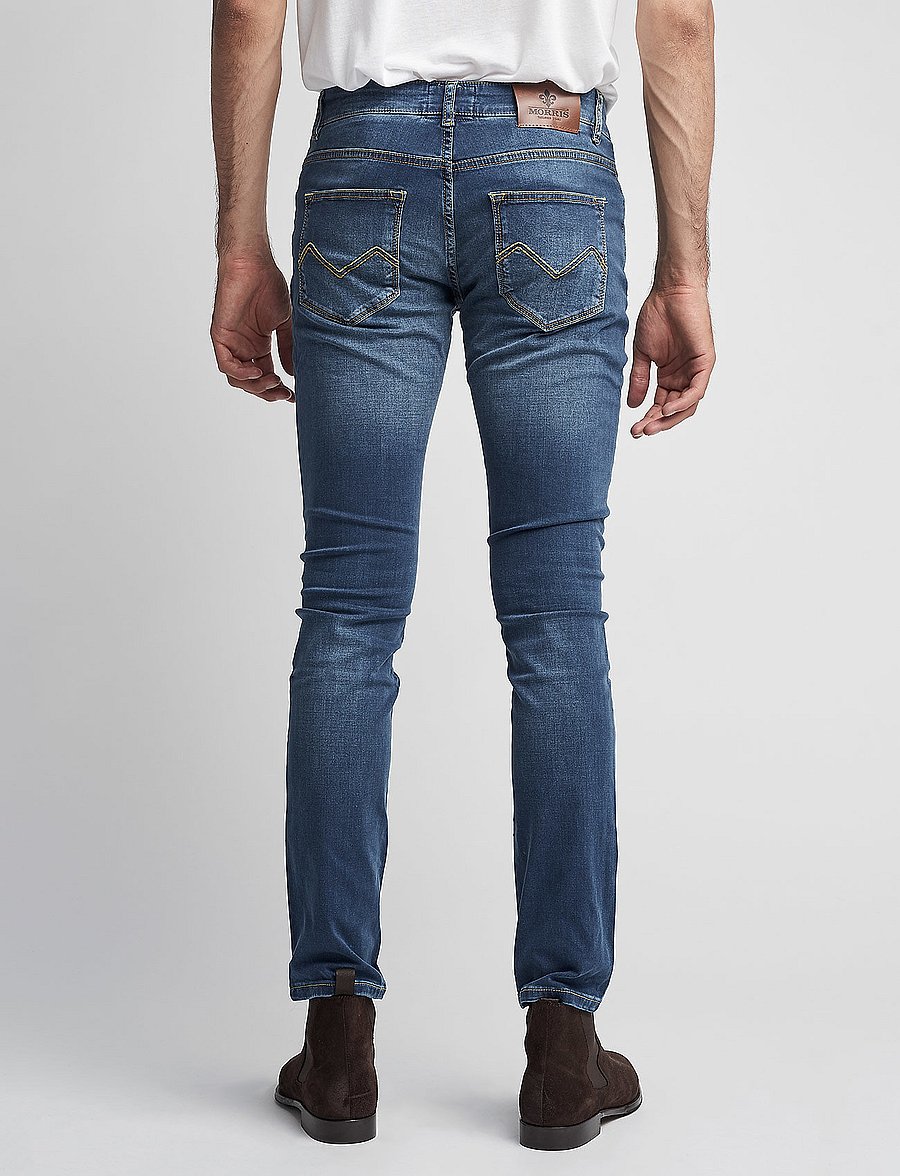 Morris - Steve Satin Jeans - skinny jeans - semi dark wash - 4