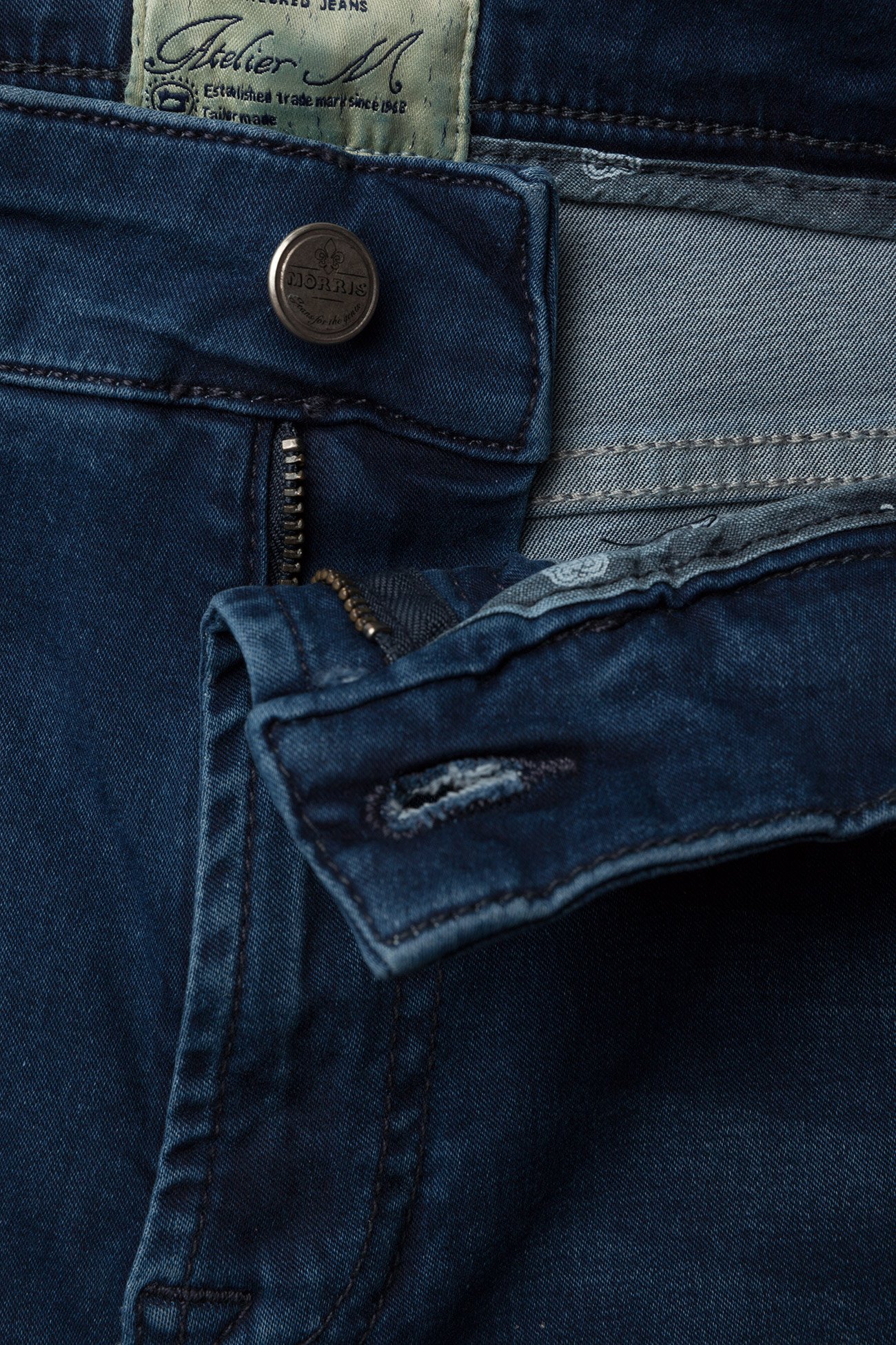 Morris - Steve Satin Jeans Zip - blue wash - 3