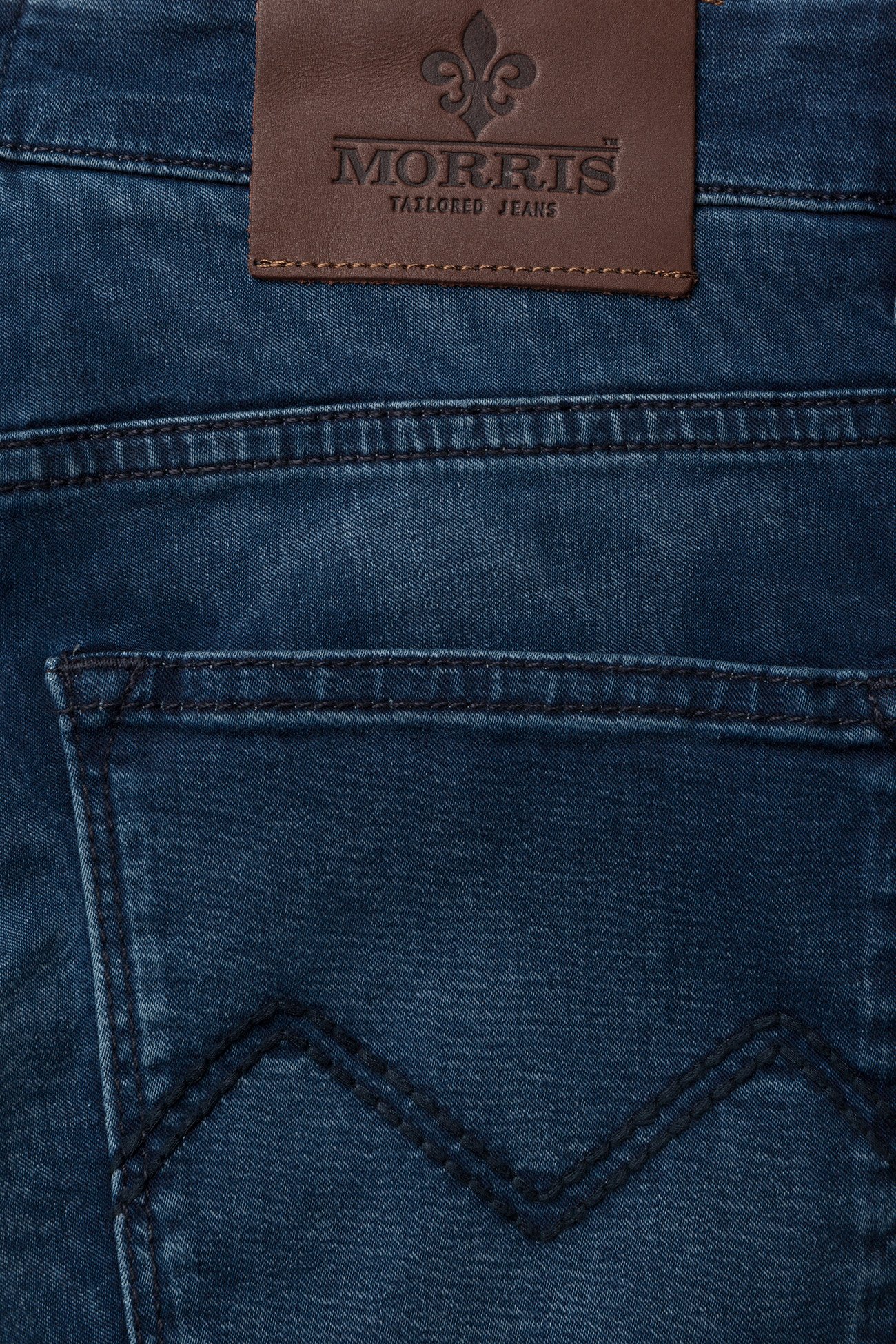 Morris - Steve Satin Jeans Zip - blue wash - 4