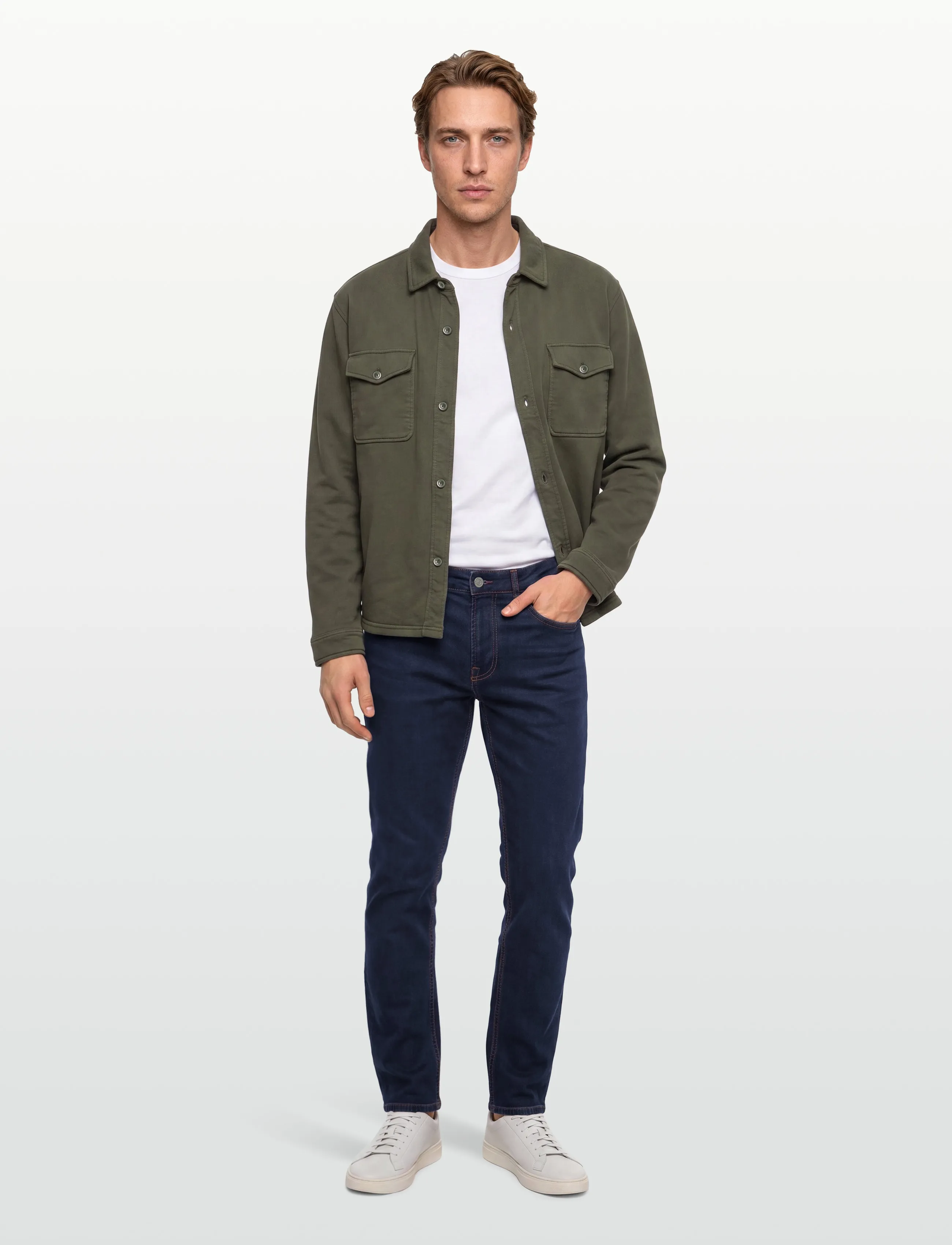 Morris James Satin Jeans, 31 x 34, Marineblau - Regular, Männerswear