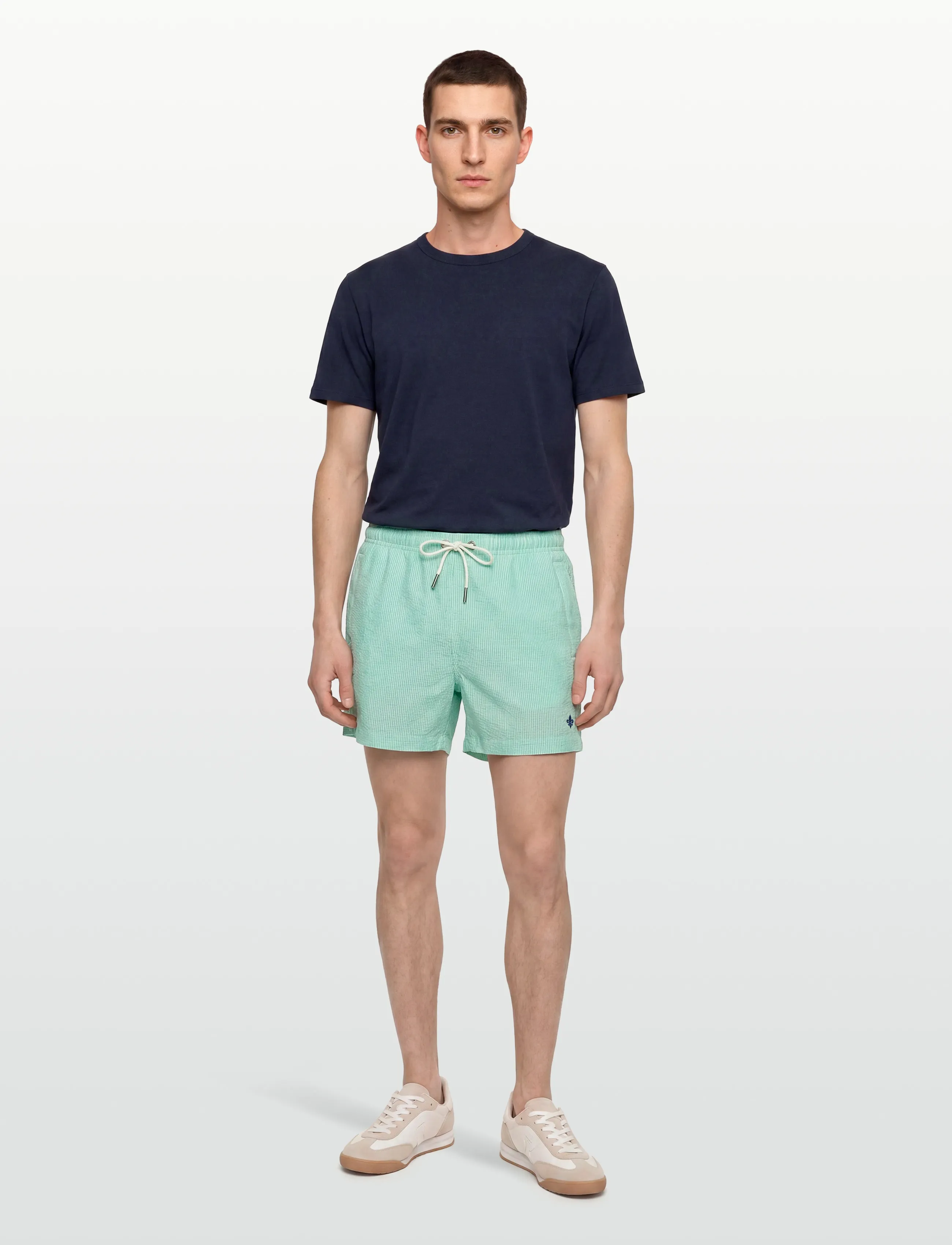 Morris - Morris Seersucker Bathing Trunks - swim shorts - green - 0
