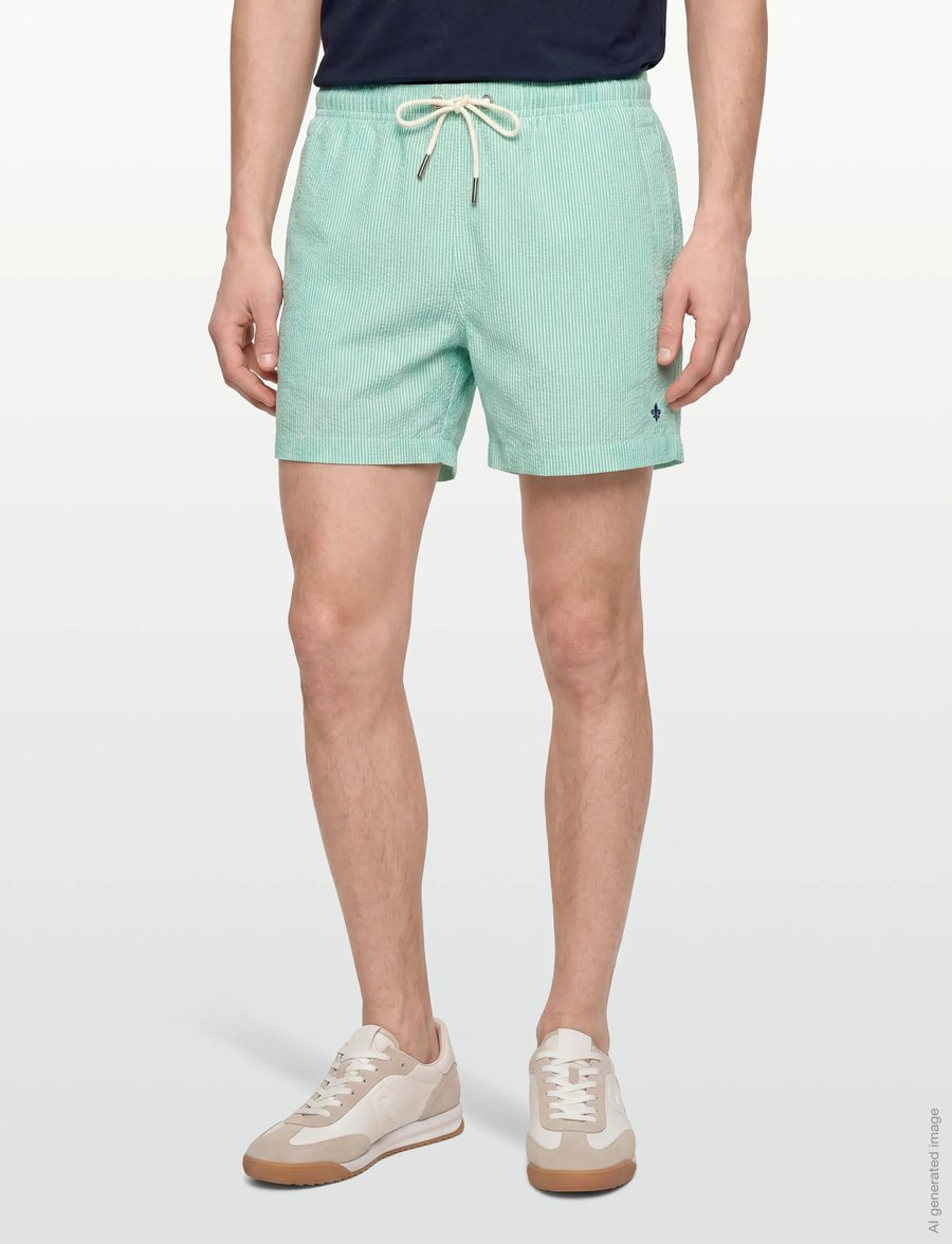 Morris - Morris Seersucker Bathing Trunks - swim shorts - green - 3