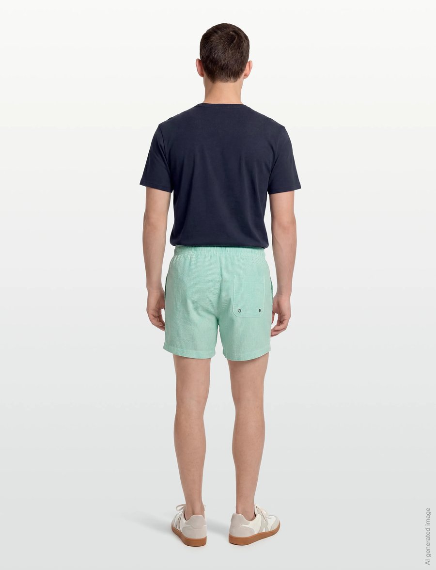 Morris - Morris Seersucker Bathing Trunks - swim shorts - green - 4