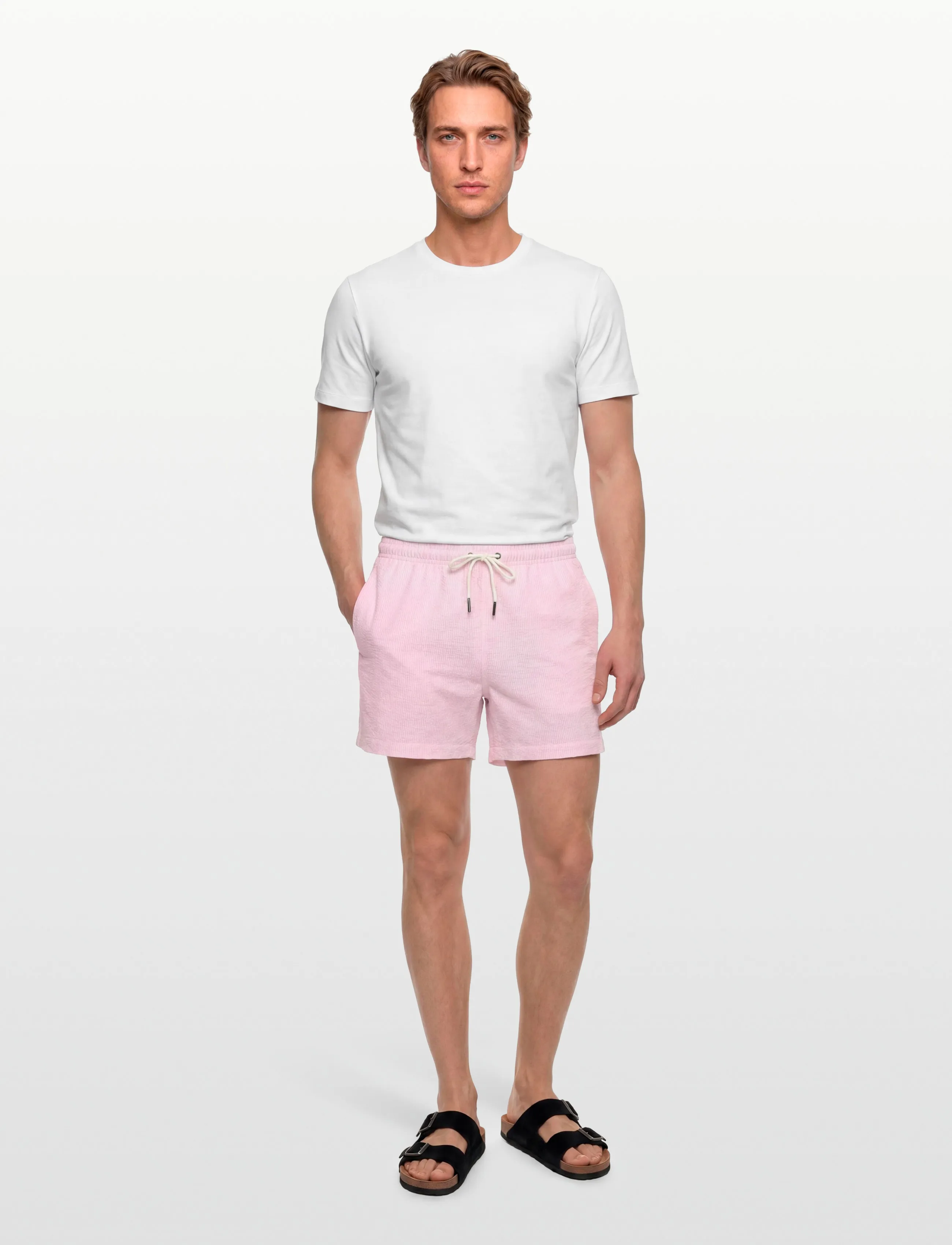 Morris Morris Seersucker Bathing Trunks, XL, Pink, Badetøj > Shorts, Herre