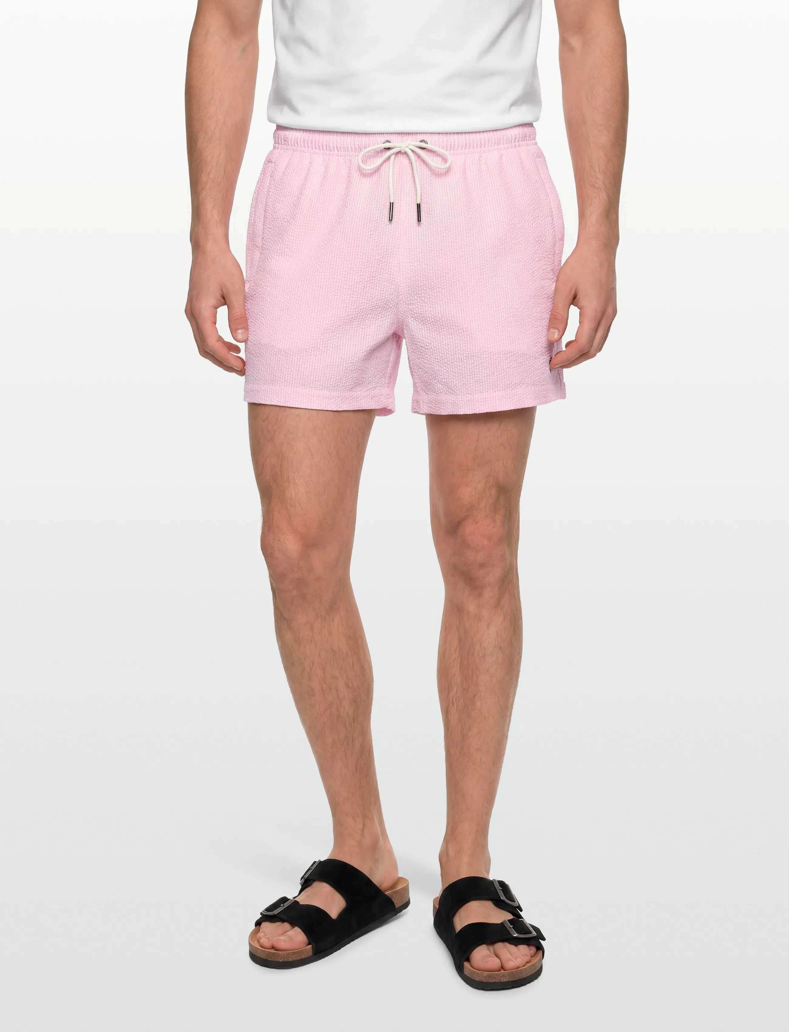 Morris - Morris Seersucker Bathing Trunks - badeshortser - pink - 3
