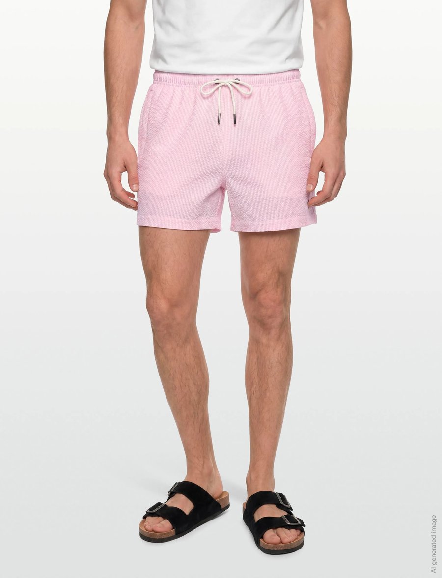 Morris - Morris Seersucker Bathing Trunks - badeshortser - pink - 3