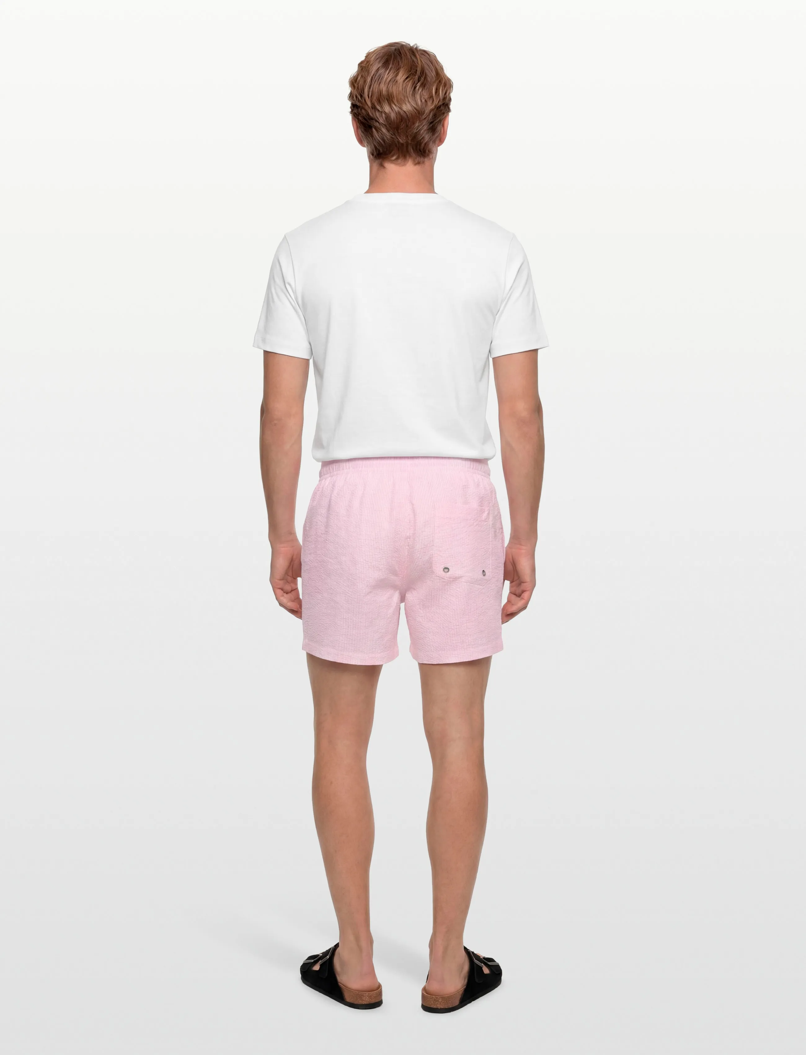 Morris - Morris Seersucker Bathing Trunks - badeshortser - pink - 4