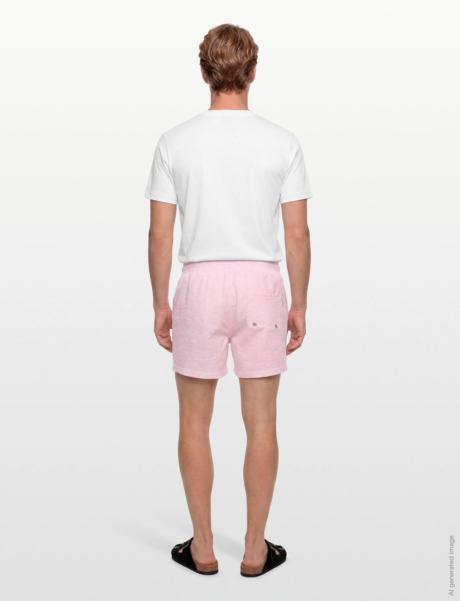 Morris - Morris Seersucker Bathing Trunks - badeshortser - pink - 4