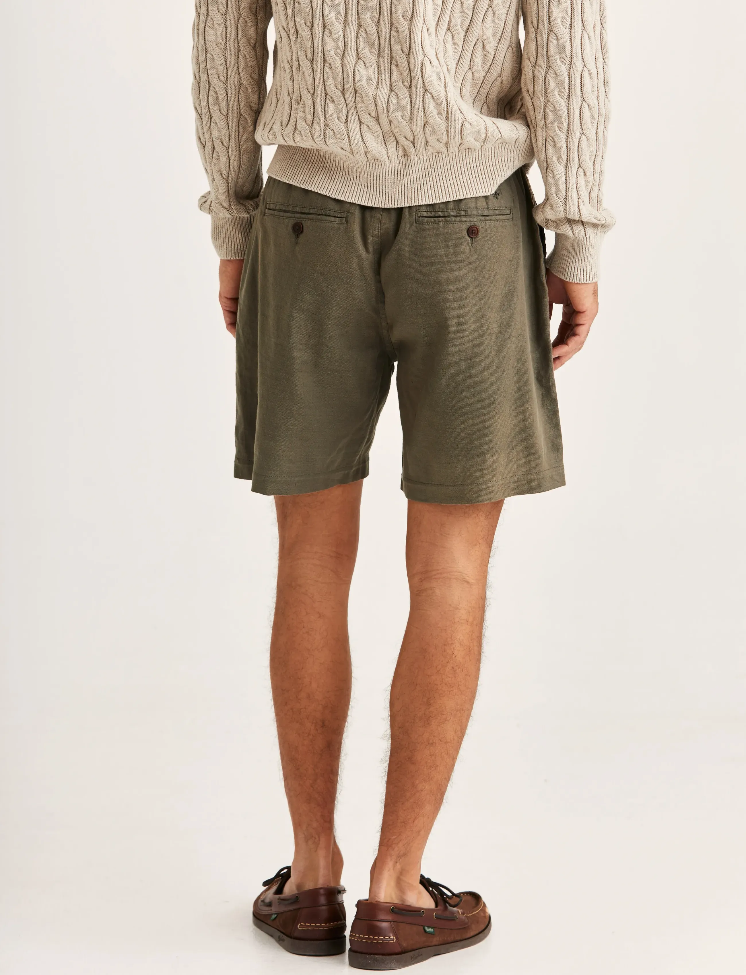 Morris - Fenix Linen Shorts - linen shorts - olive - 4