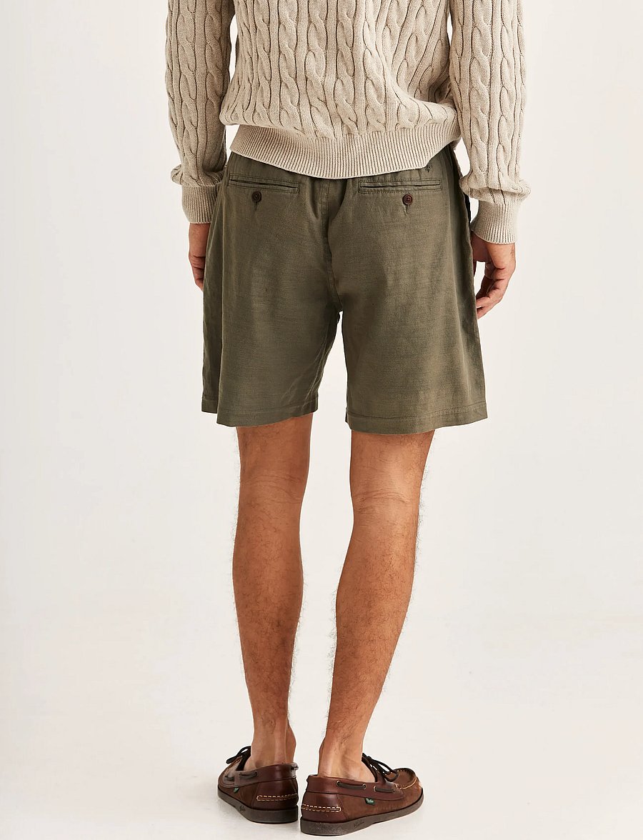 Morris - Fenix Linen Shorts - linen shorts - olive - 4