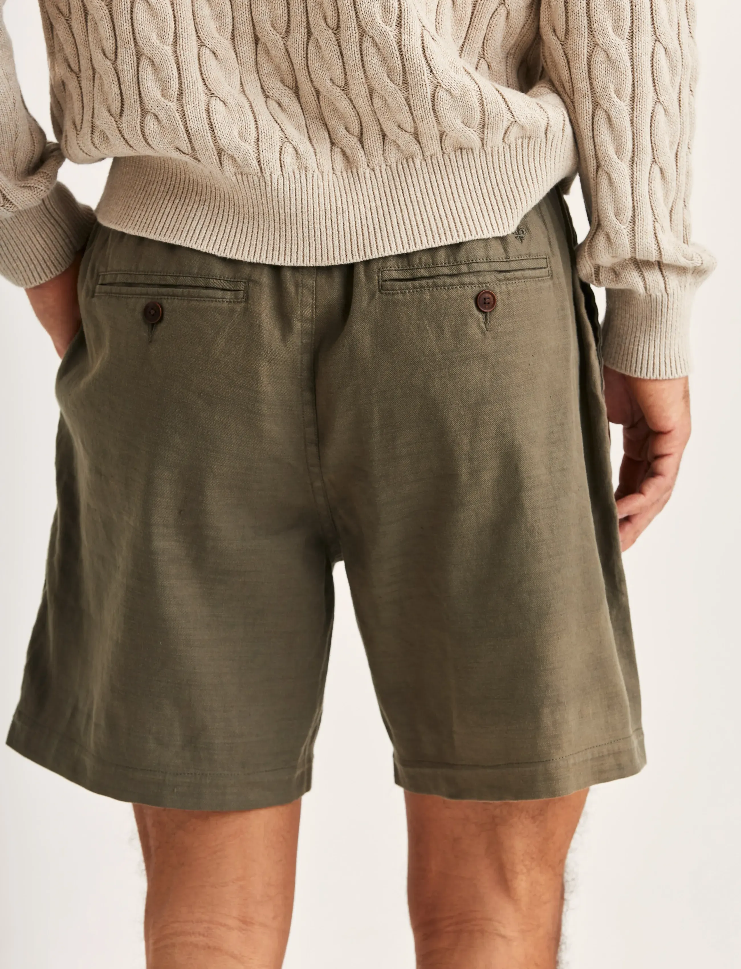 Morris - Fenix Linen Shorts - linen shorts - olive - 5