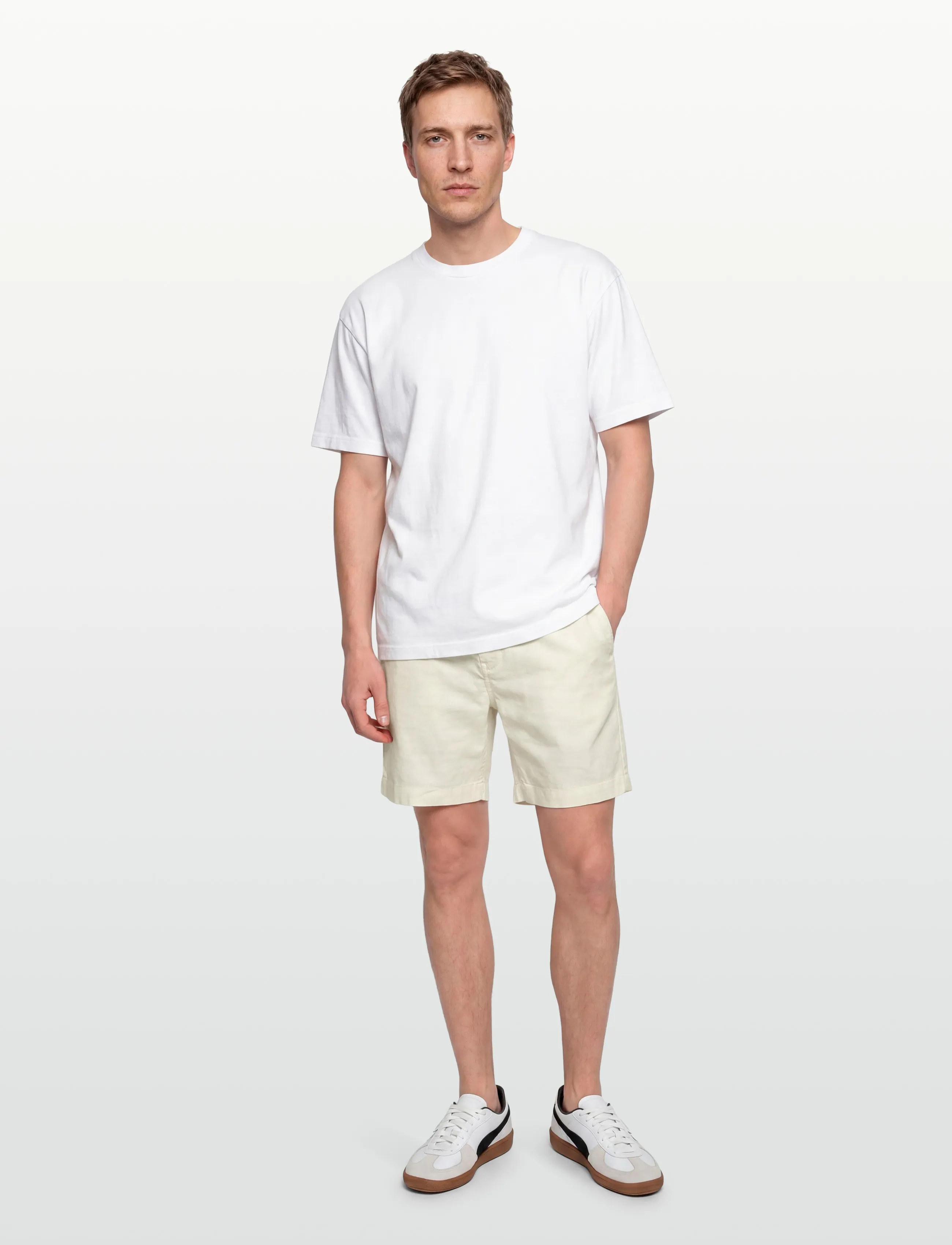 Morris Fenix Linen Shorts, XL, White, Shorts > Linen Shorts, Herre