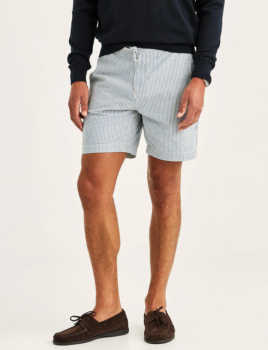 Morris - Fenix Seersucker Shorts - vabaaja lühikesed püksid - blue - 0