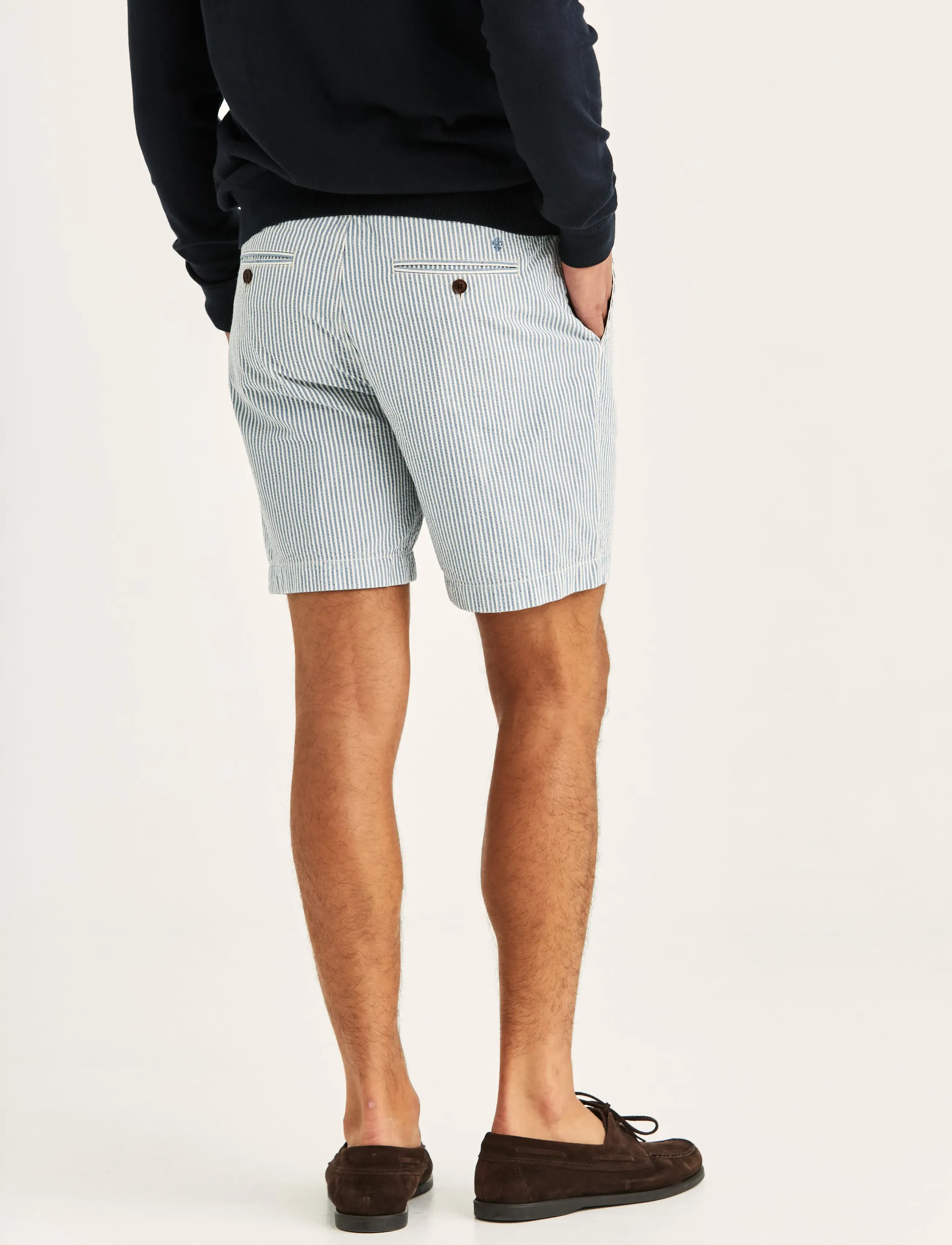 Morris - Fenix Seersucker Shorts - casual shorts - blue - 4