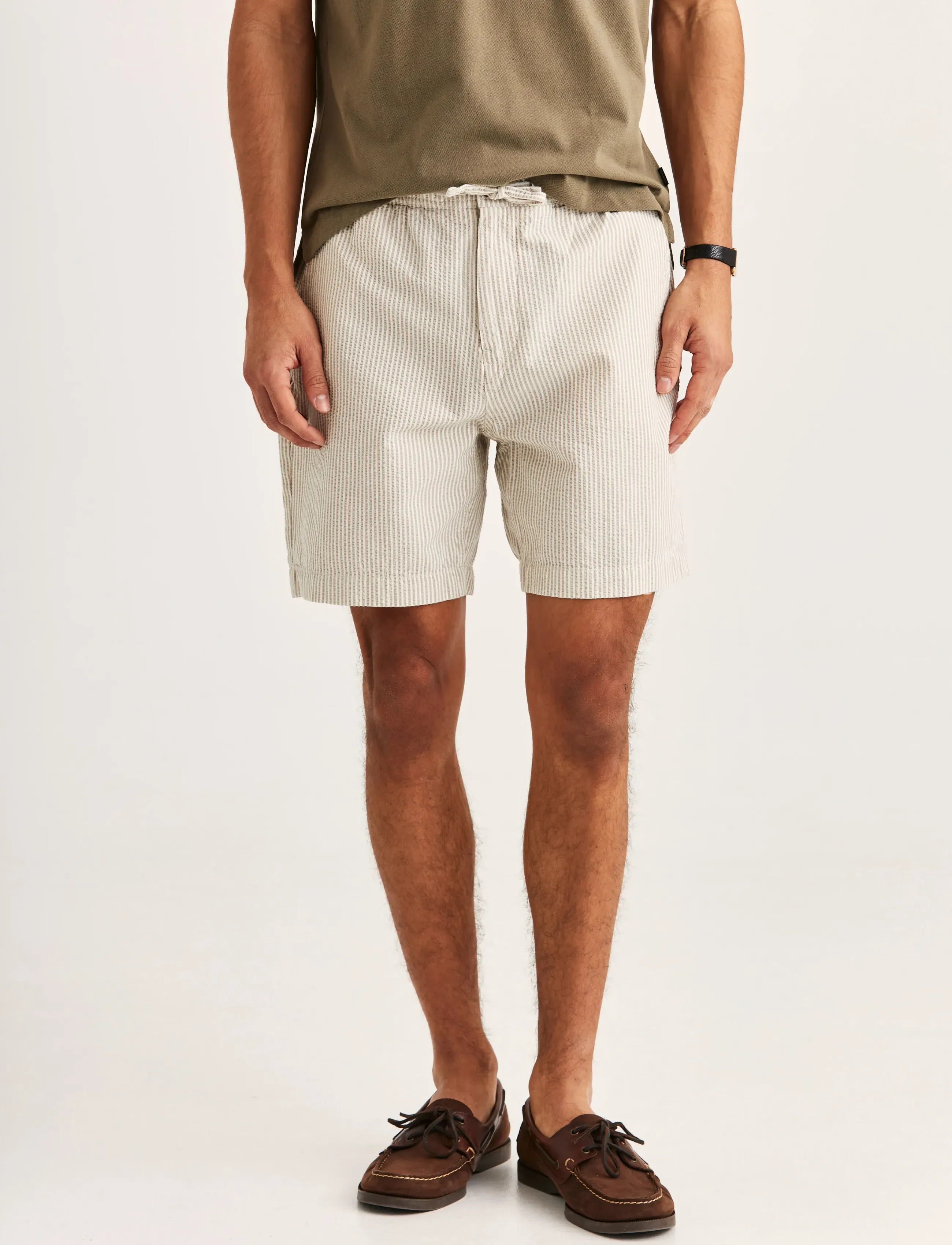 Morris Fenix Seersucker Shorts - Nordic Style - KHAKI / multi