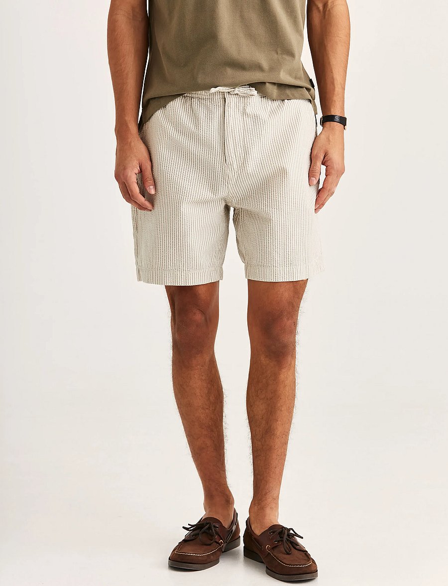 Morris - Fenix Seersucker Shorts - vabaaja lühikesed püksid - khaki - 0