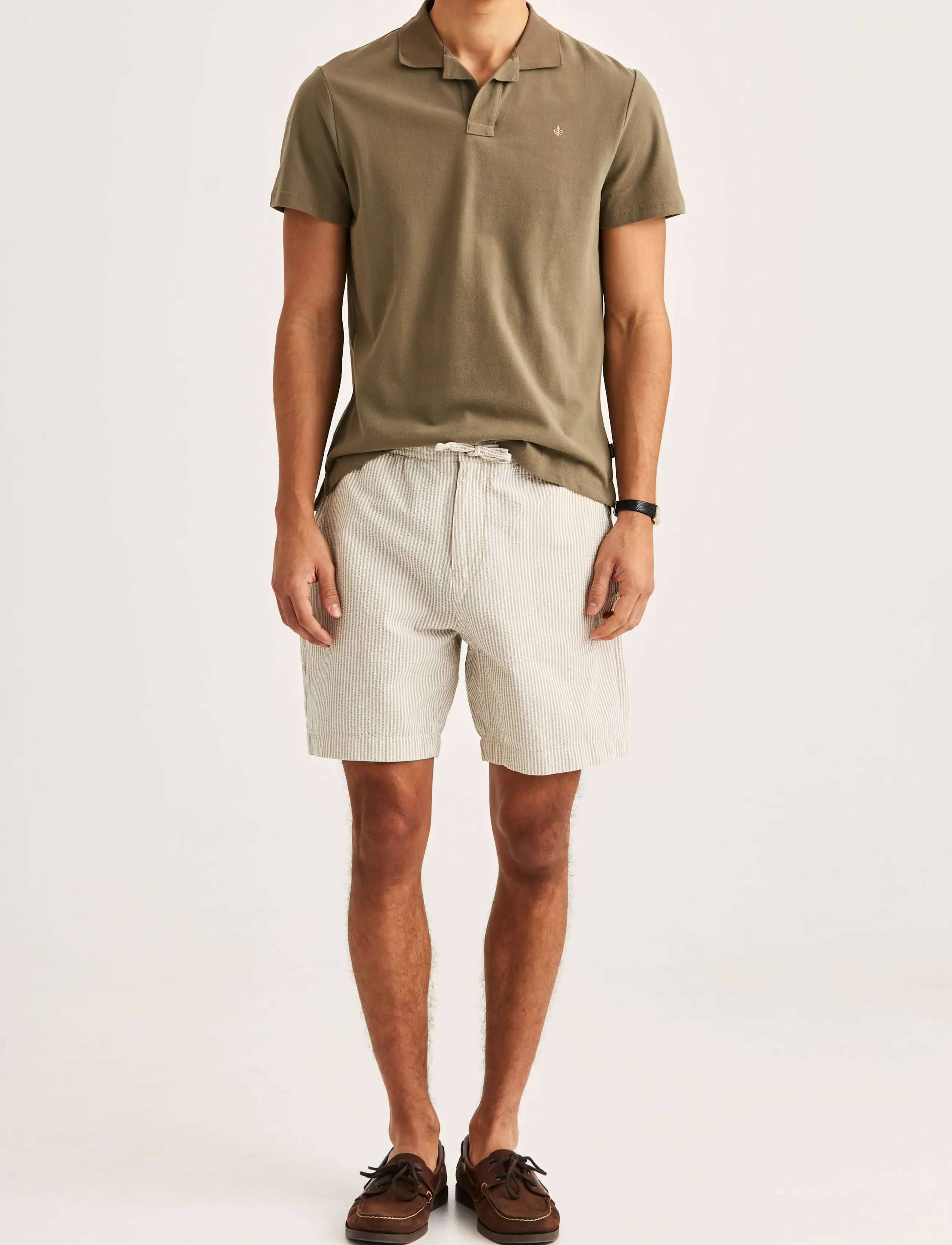 Morris - Fenix Seersucker Shorts - casual shorts - khaki - 3