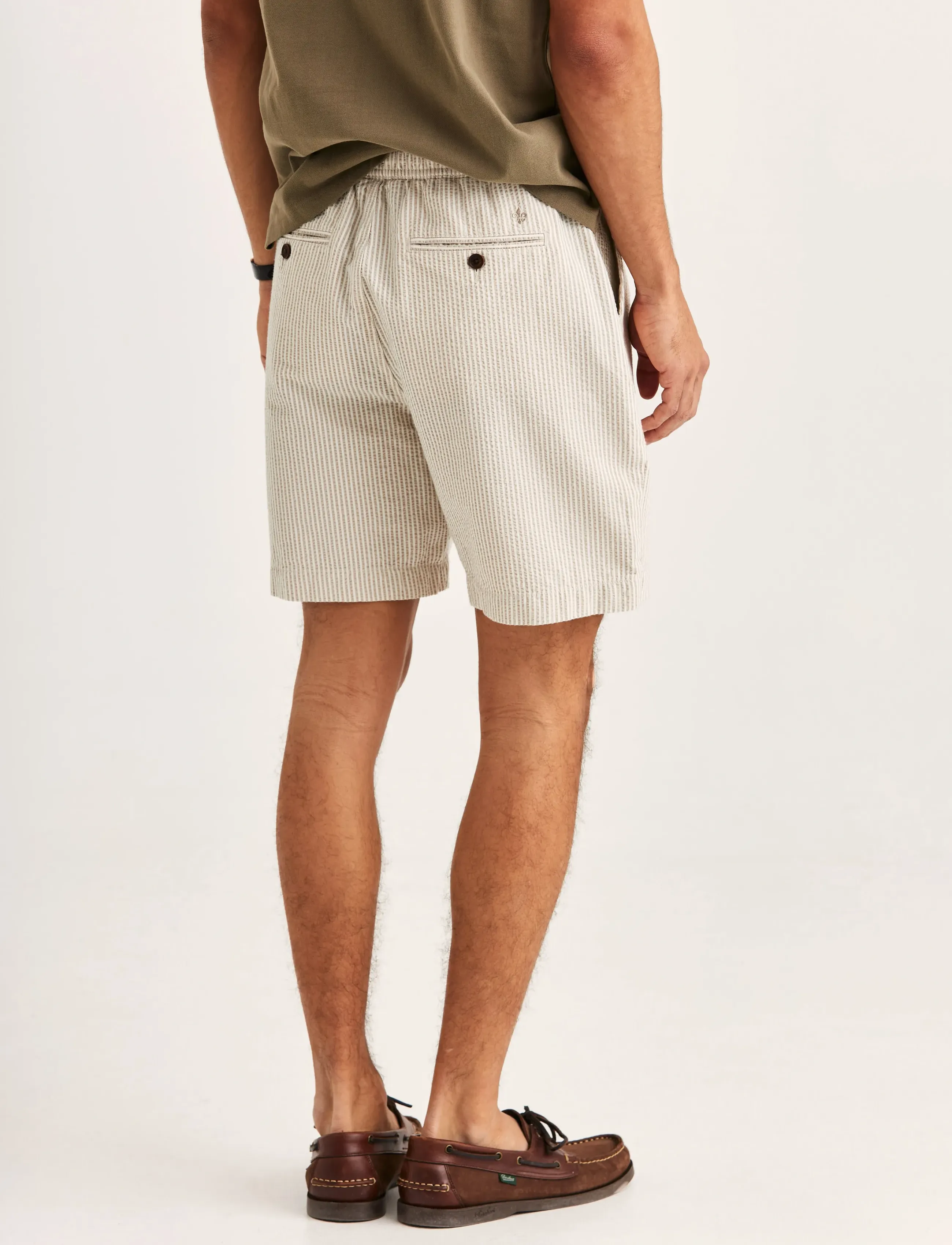Morris - Fenix Seersucker Shorts - casual shorts - khaki - 4
