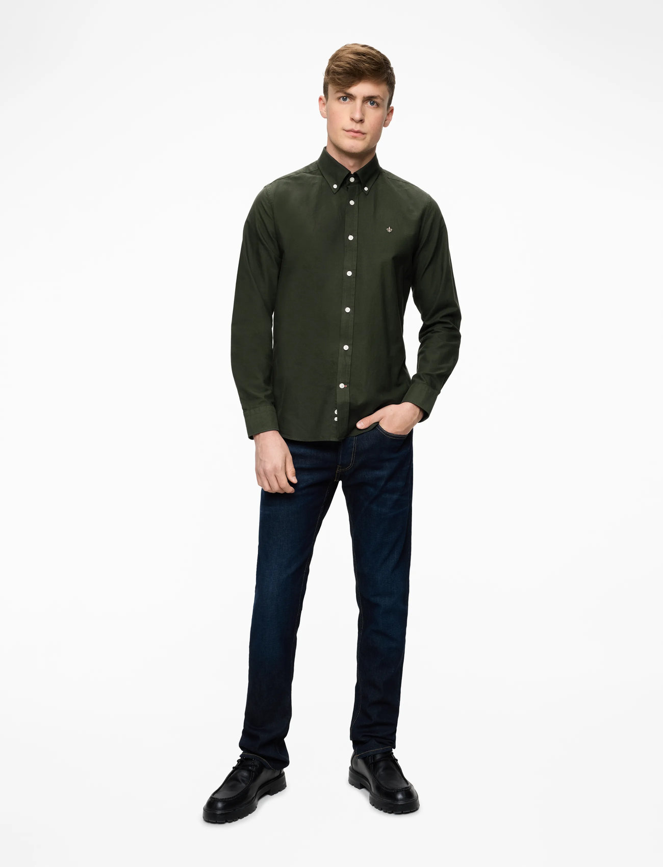 Morris - Douglas Shirt-Slim Fit - oxford-skjortor - olive - 2