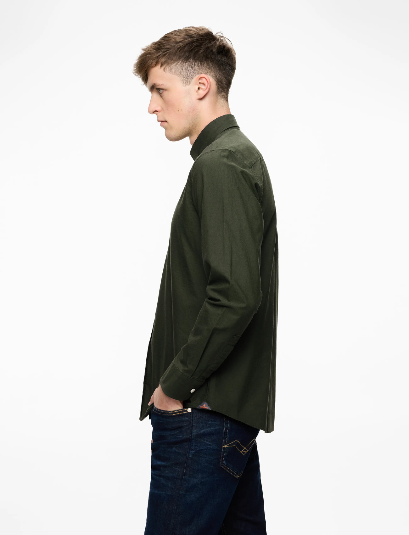 Morris - Douglas Shirt-Slim Fit - oxford-skjortor - olive - 3