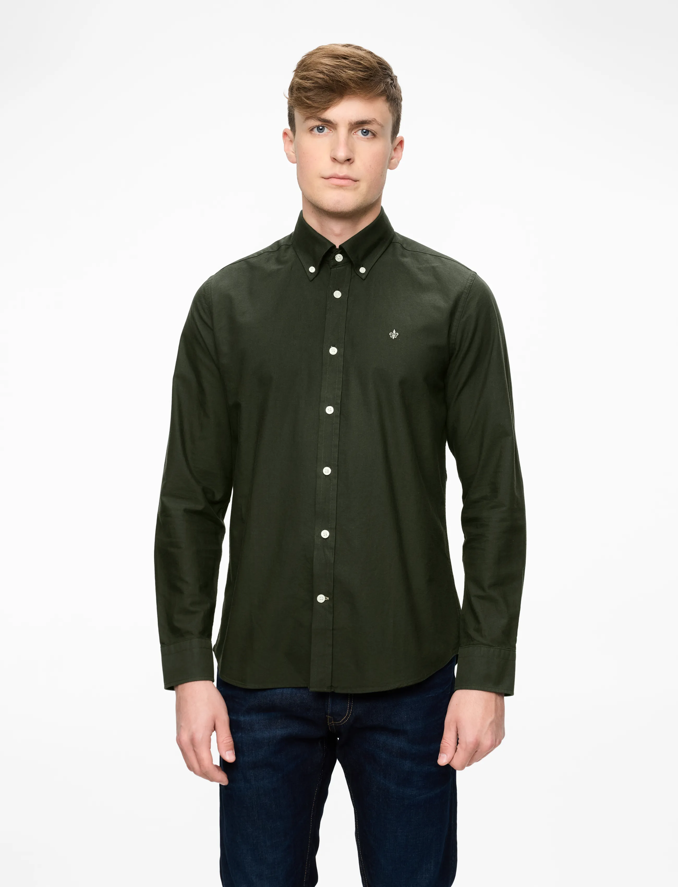 Morris - Douglas Shirt-Slim Fit - oxford shirts - olive - 0
