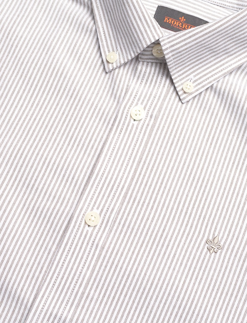 Morris - Douglas Stripe Shirt-Slim Fit - triibulised särgid - brown - 2