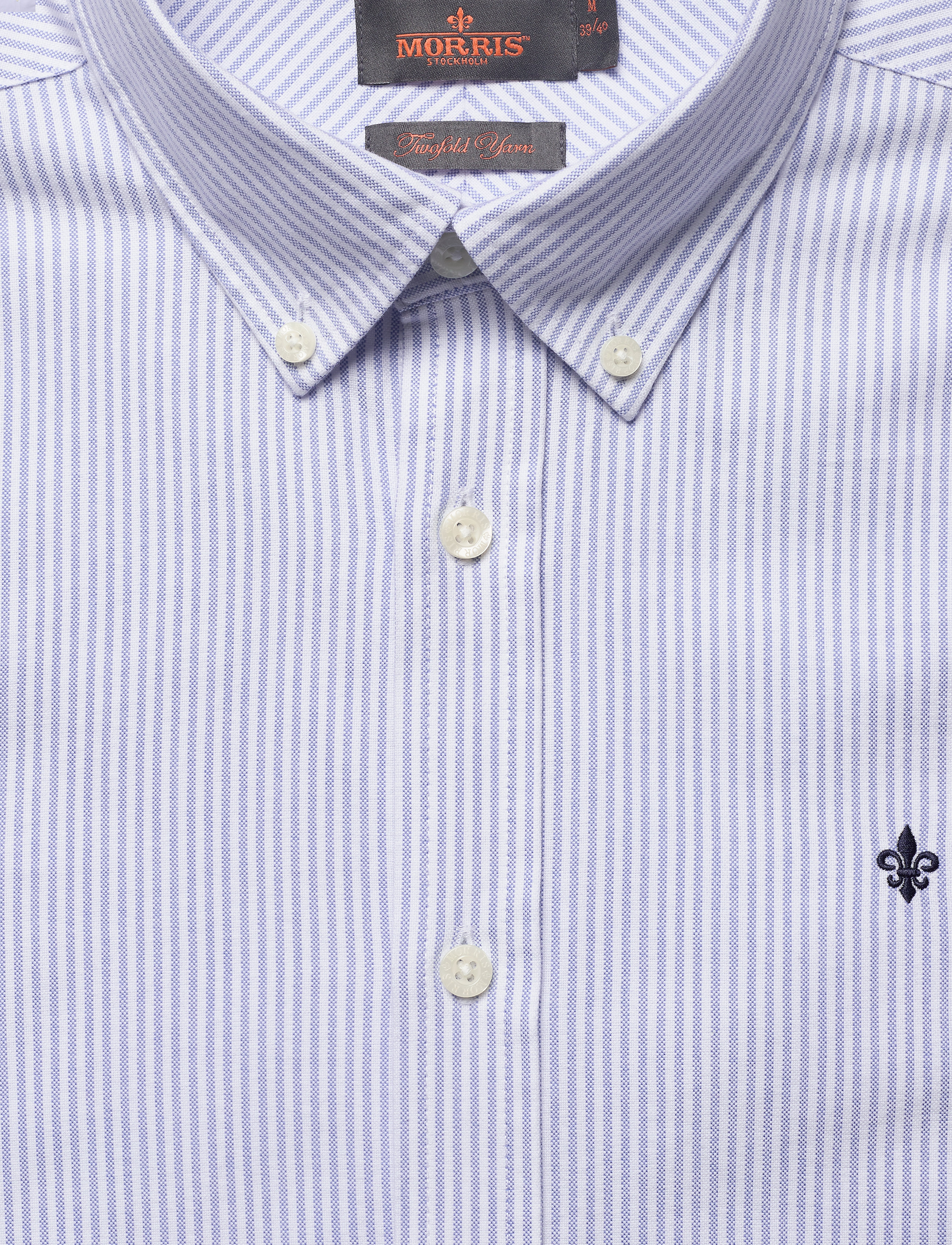 Morris - Oxford Striped BD Shirt - oxford-skjortor - light blue - 2