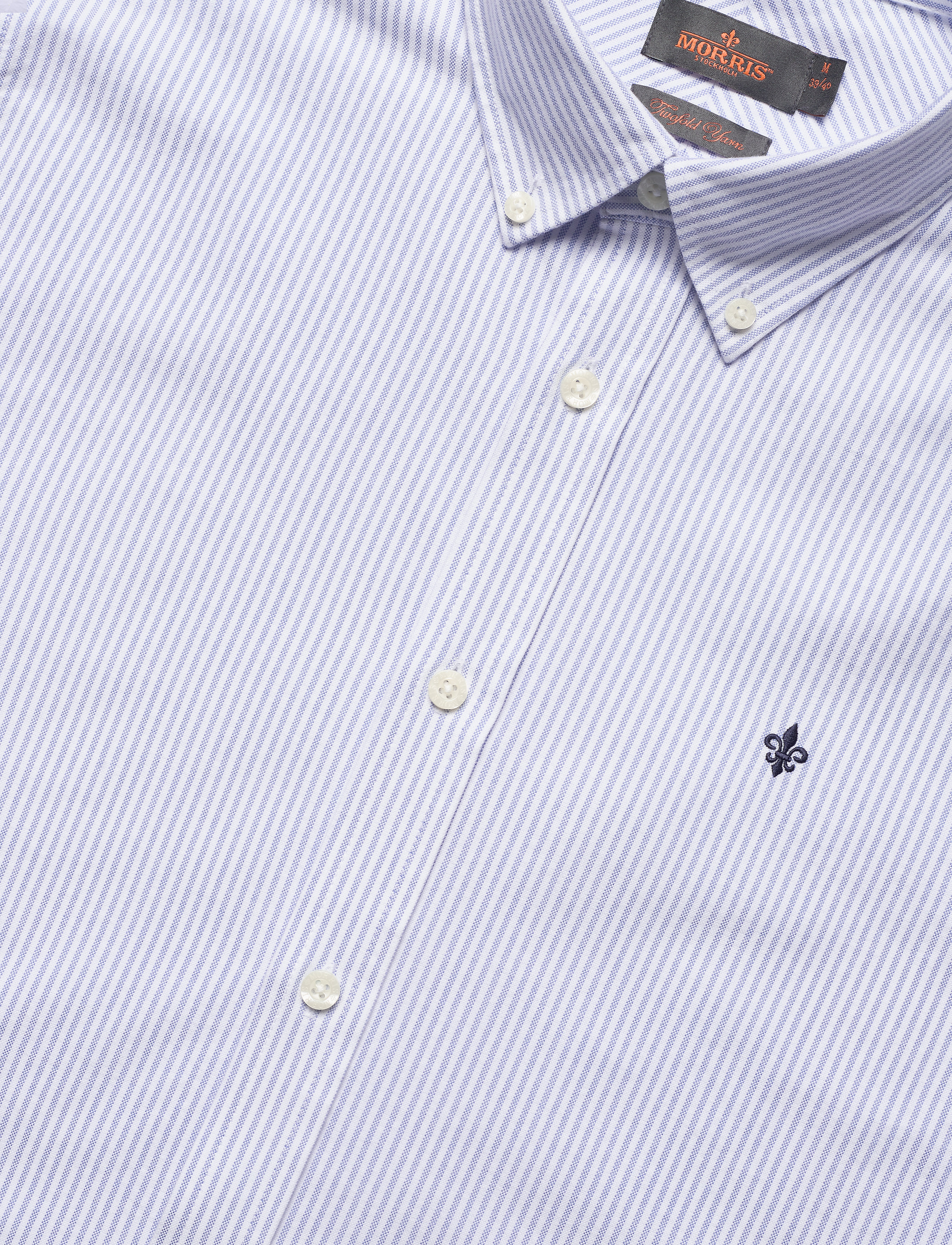 Morris - Oxford Striped BD Shirt - oxford-skjortor - light blue - 3