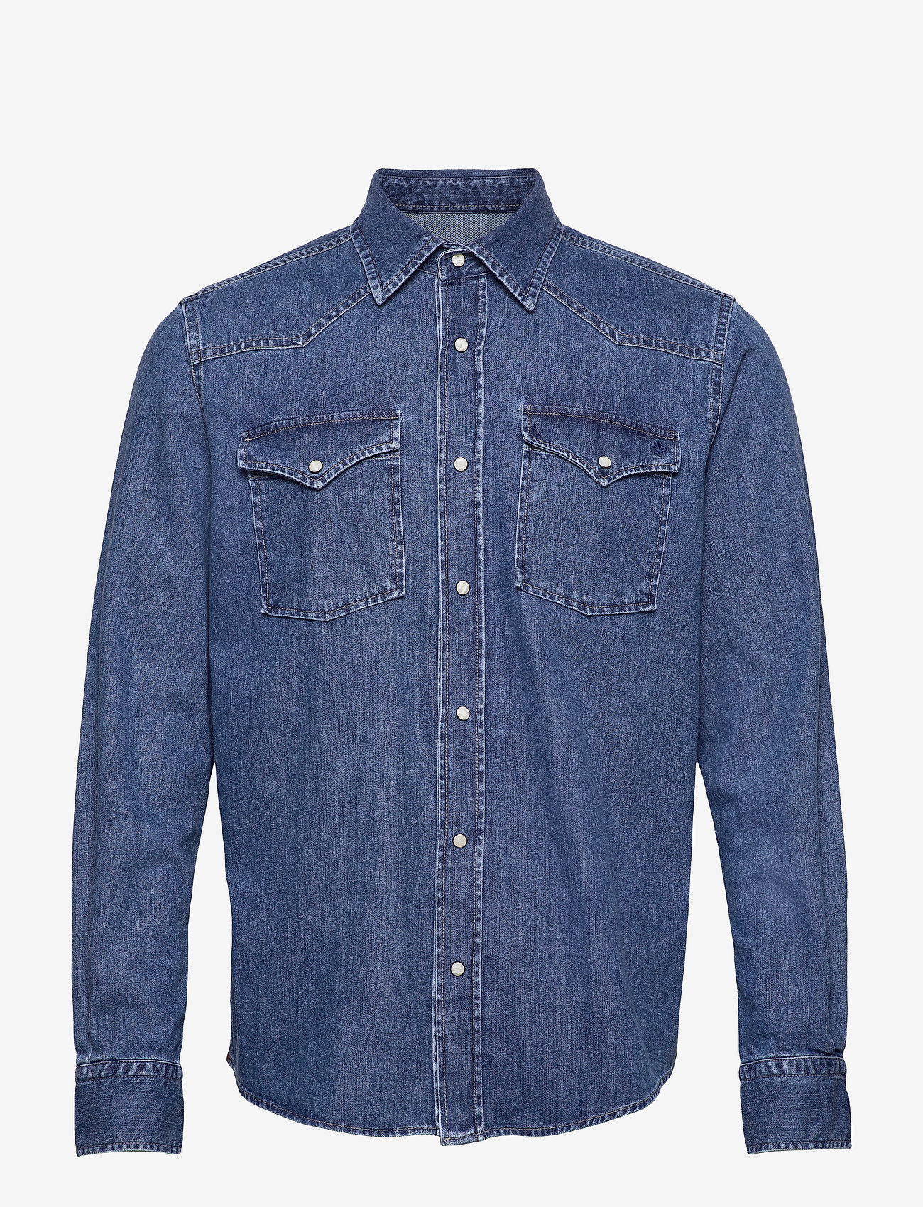 Morris - Walton Denim Shirt - jeansskjortor - blue - 0
