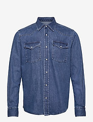 Morris - Walton Denim Shirt - denim shirts - blue - 0