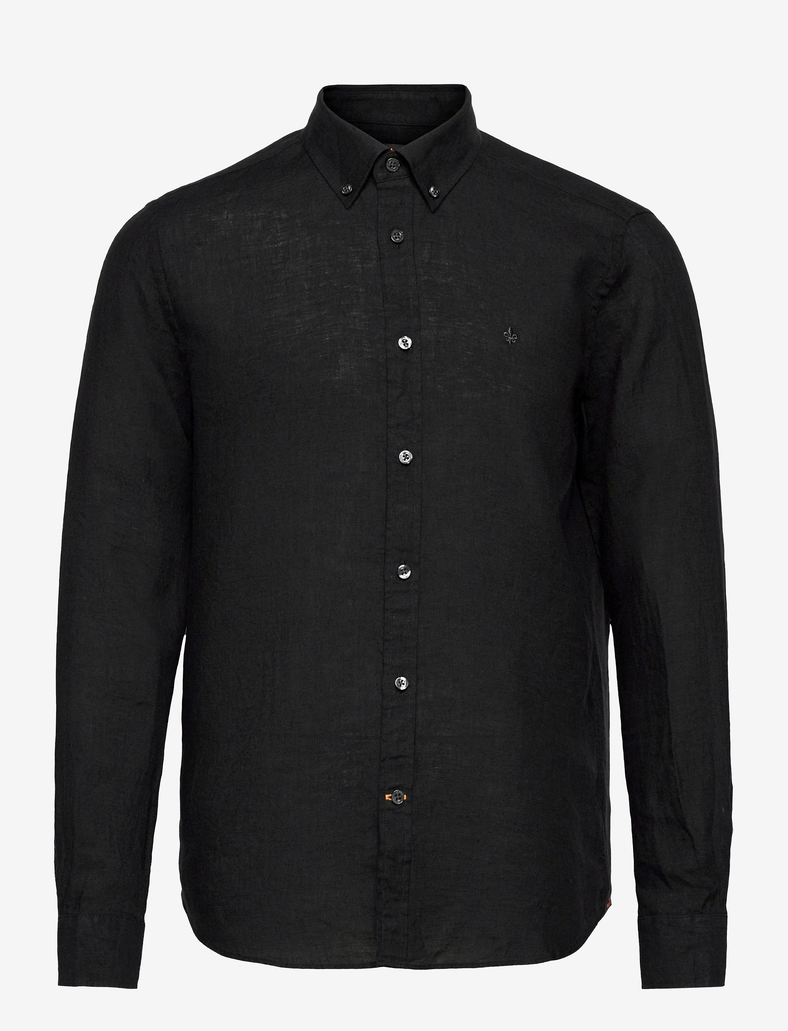 MORRIS Douglas Linen Shirt-Klassisch Fit Schwarz - L - Herren