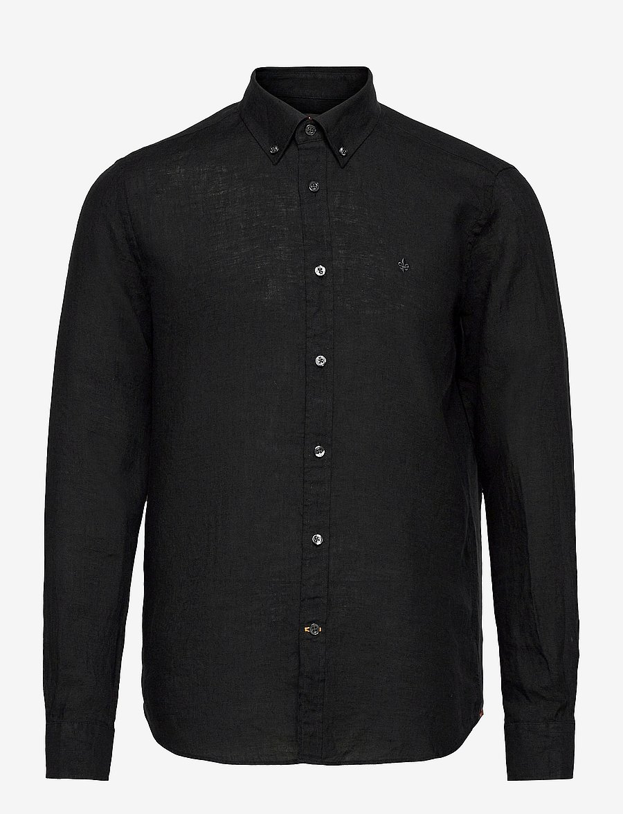 Morris - Douglas Linen Shirt-Classic Fit - linneskjortor - black - 1