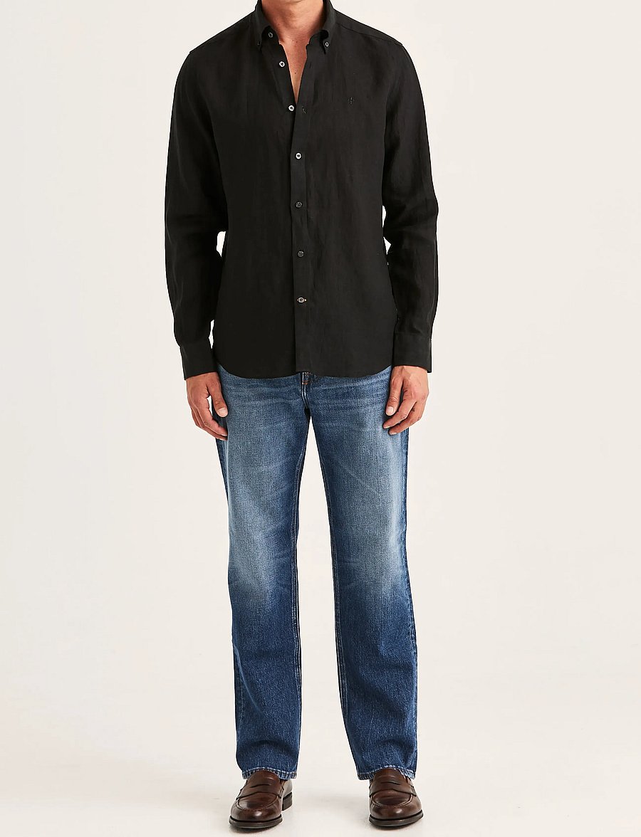 Morris - Douglas Linen Shirt-Classic Fit - linneskjortor - black - 3