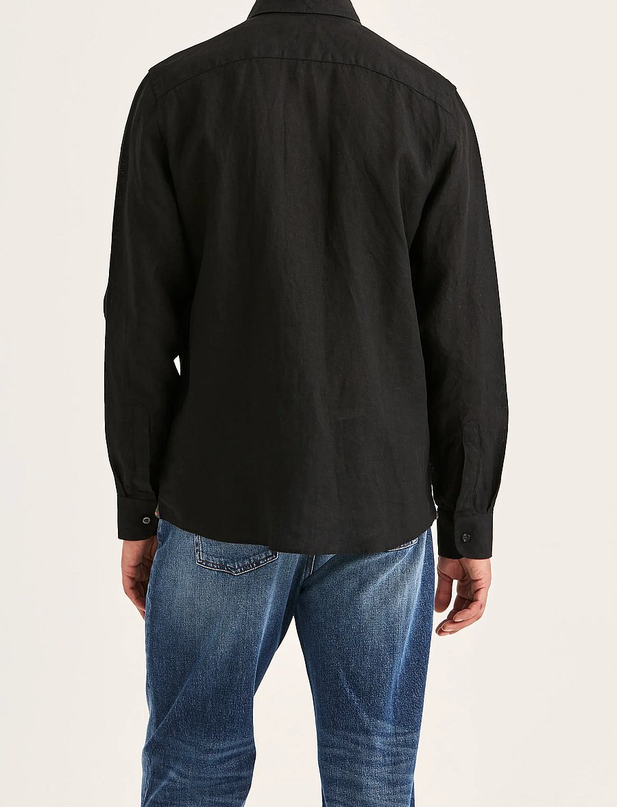Morris - Douglas Linen Shirt-Classic Fit - linneskjortor - black - 4