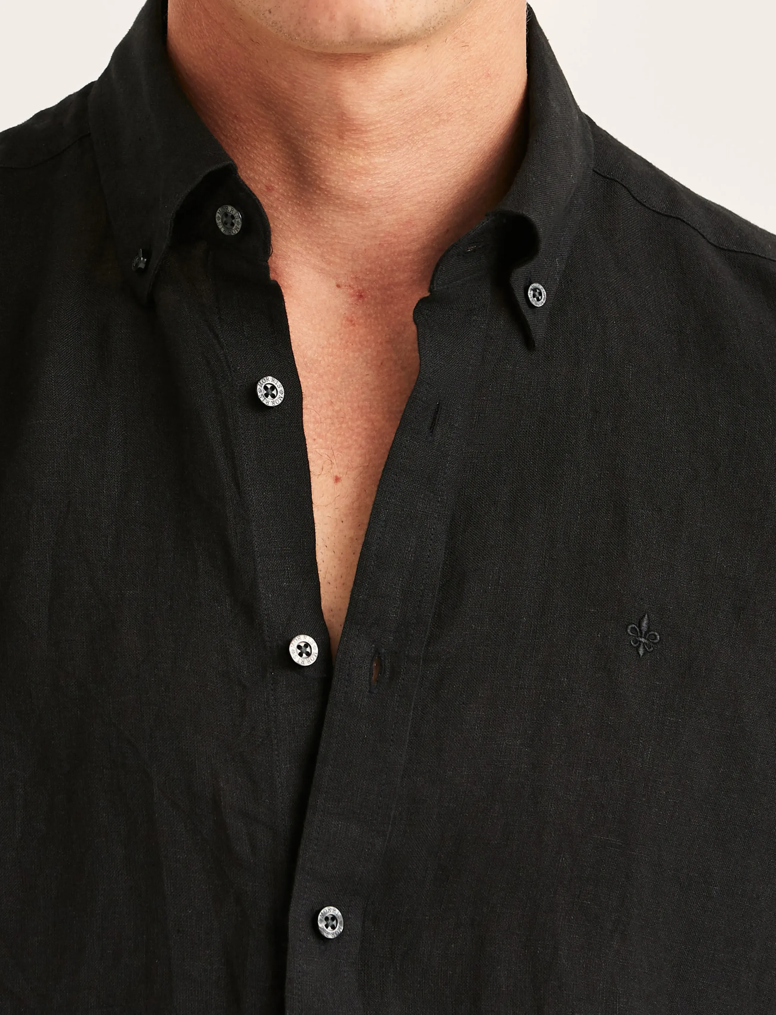 Morris - Douglas Linen Shirt-Classic Fit - linneskjortor - black - 5