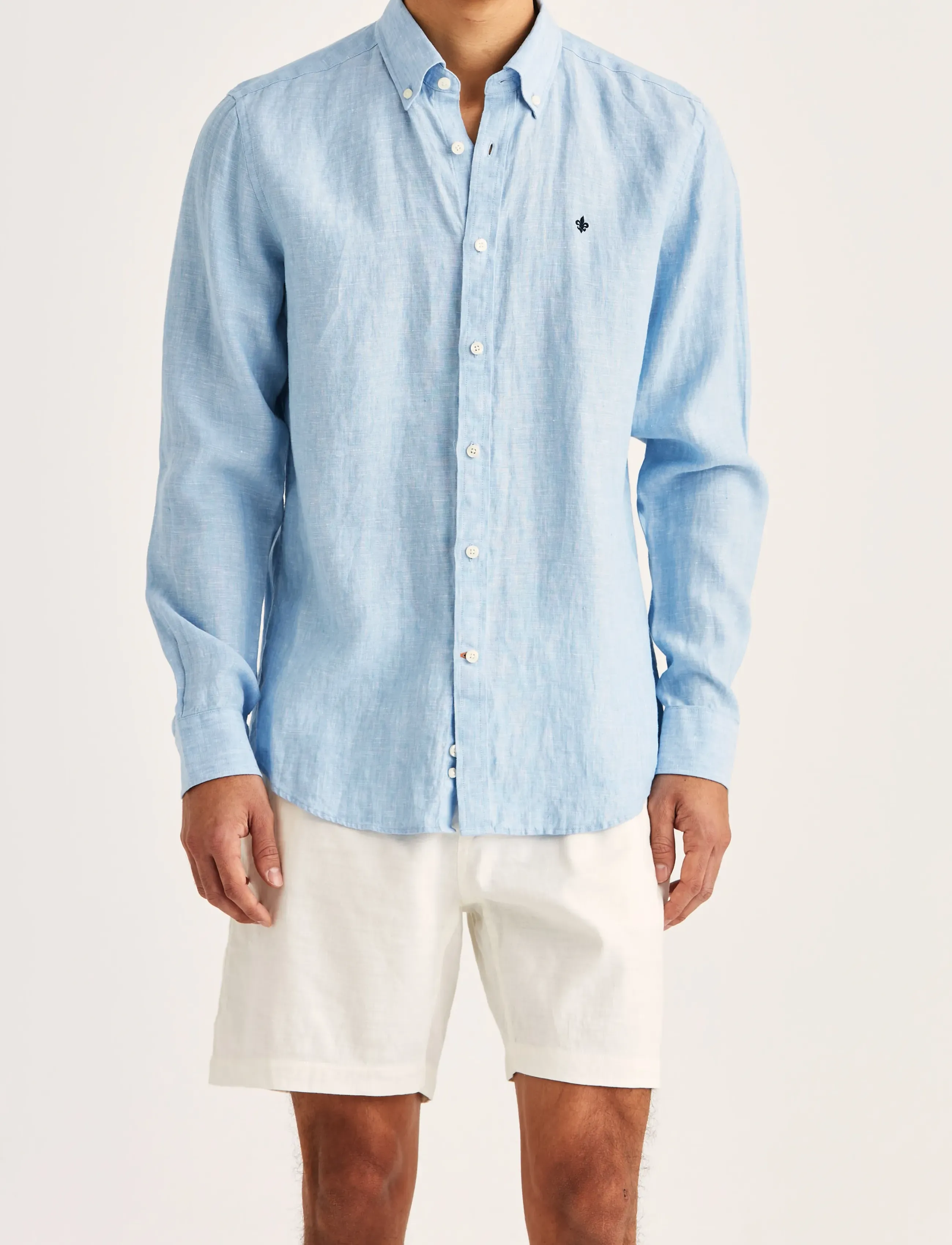Morris Douglas Linen Shirt-Classic Fit, M, Shirts, Blau - Casual, Männerswear