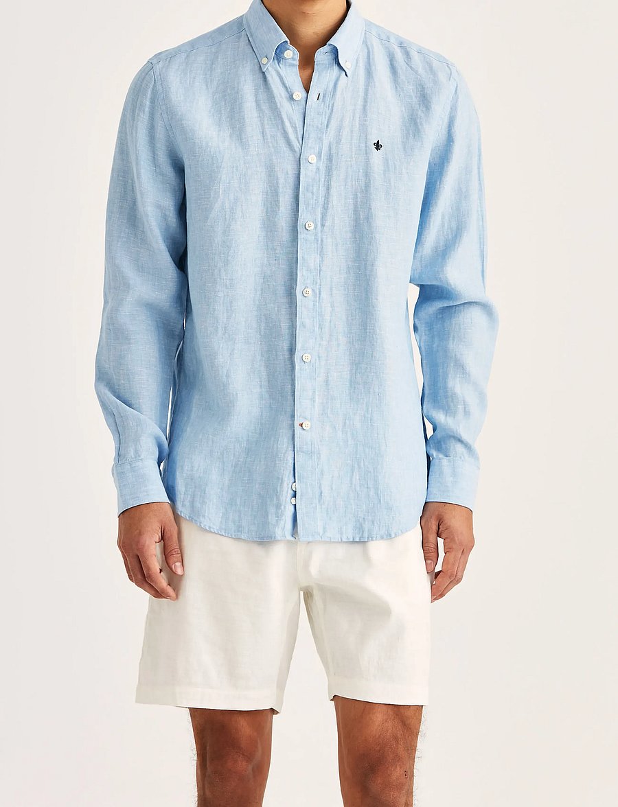 Morris - Douglas Linen Shirt-Classic Fit - linen shirts - blue - 0