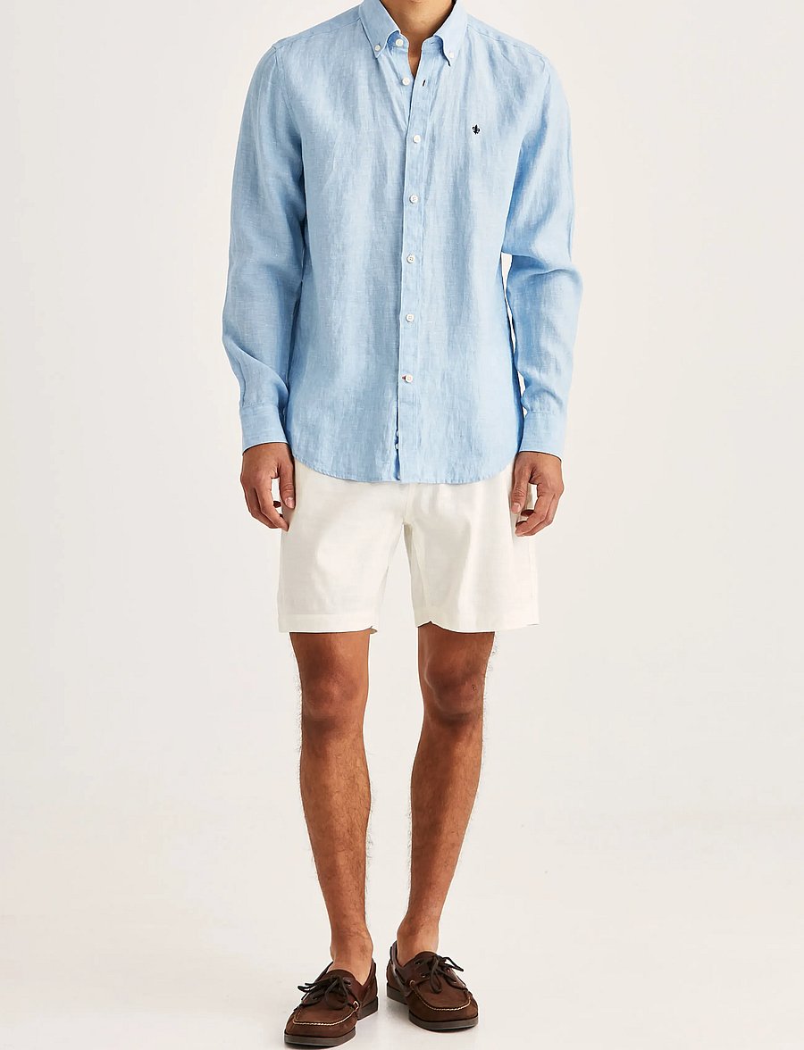 Morris - Douglas Linen Shirt-Classic Fit - linen shirts - blue - 3