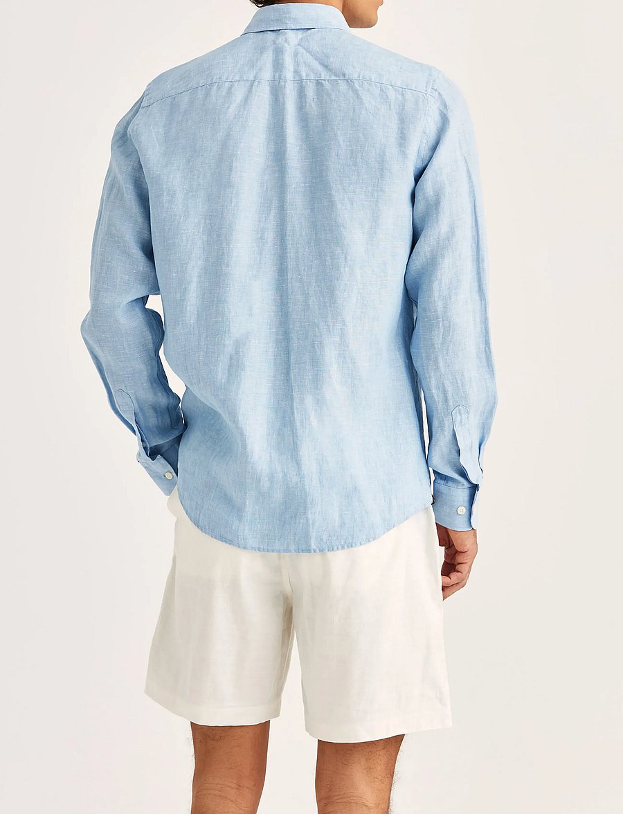 Morris - Douglas Linen Shirt-Classic Fit - linen shirts - blue - 4