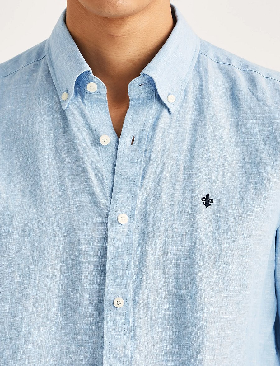 Morris - Douglas Linen Shirt-Classic Fit - linen shirts - blue - 5