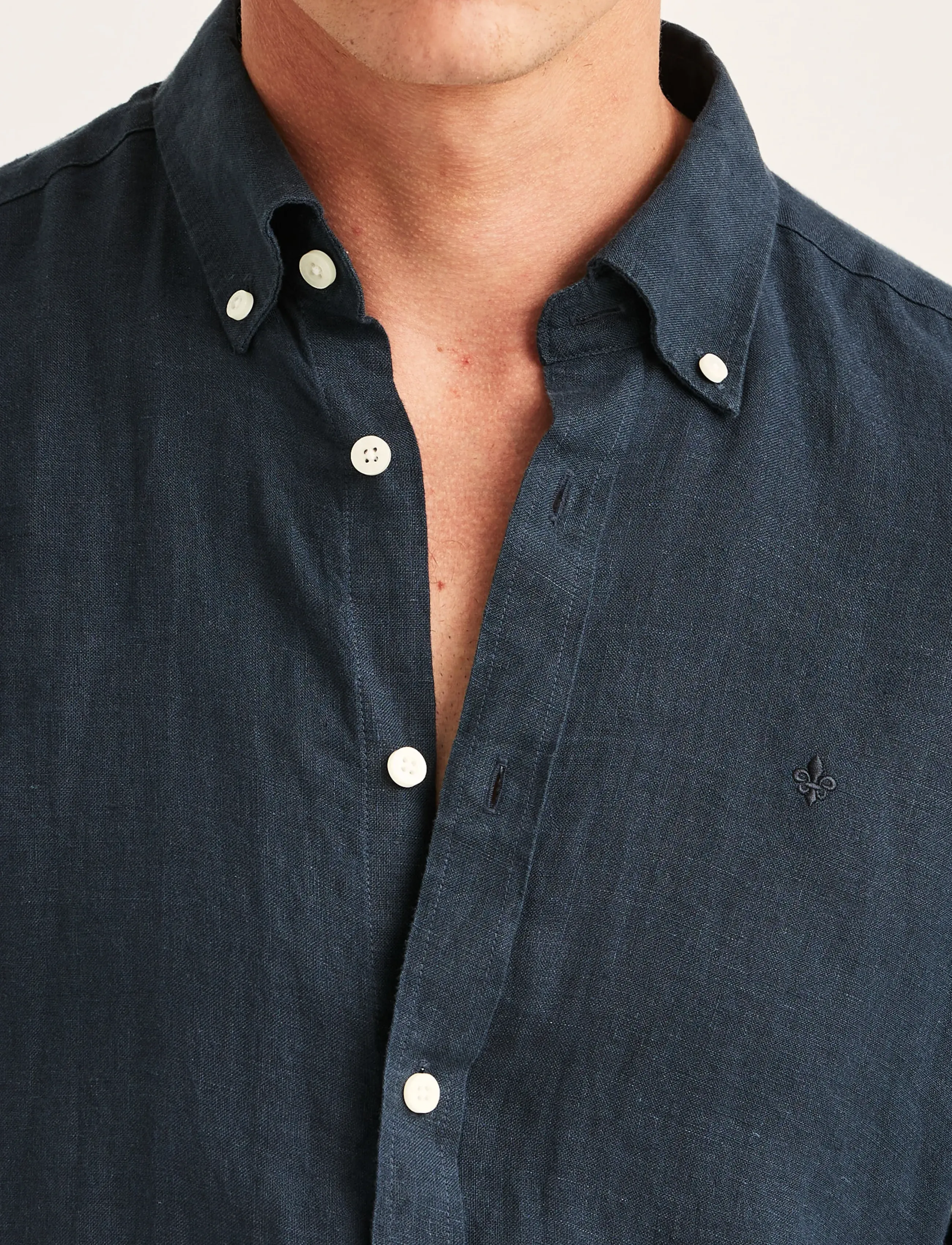 Morris - Douglas Linen Shirt-Classic Fit - linneskjortor - dark blue - 5