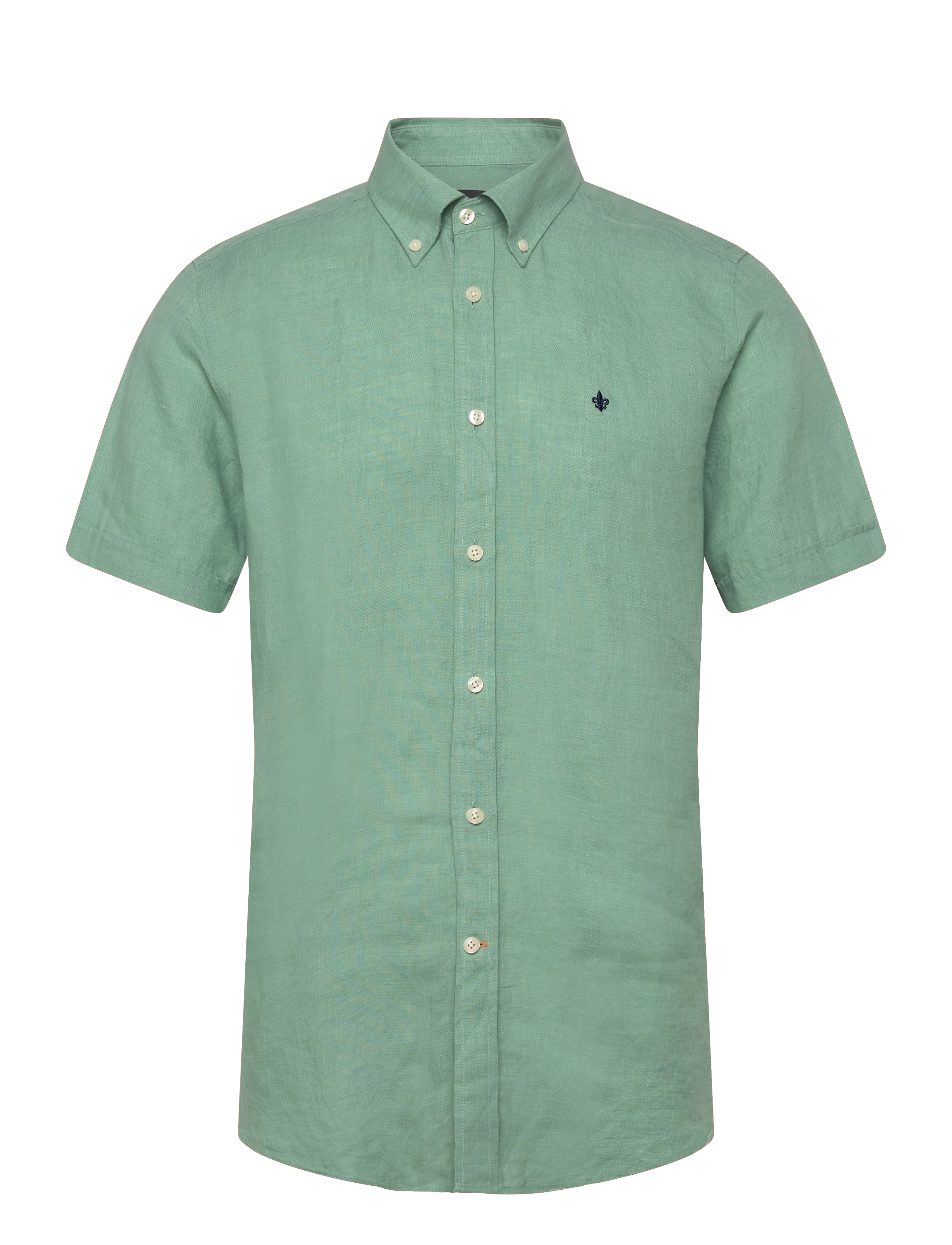 Morris Douglas Linen Shirt-Classic Fit, M, Shirts, Grün - Casual, Männerswear