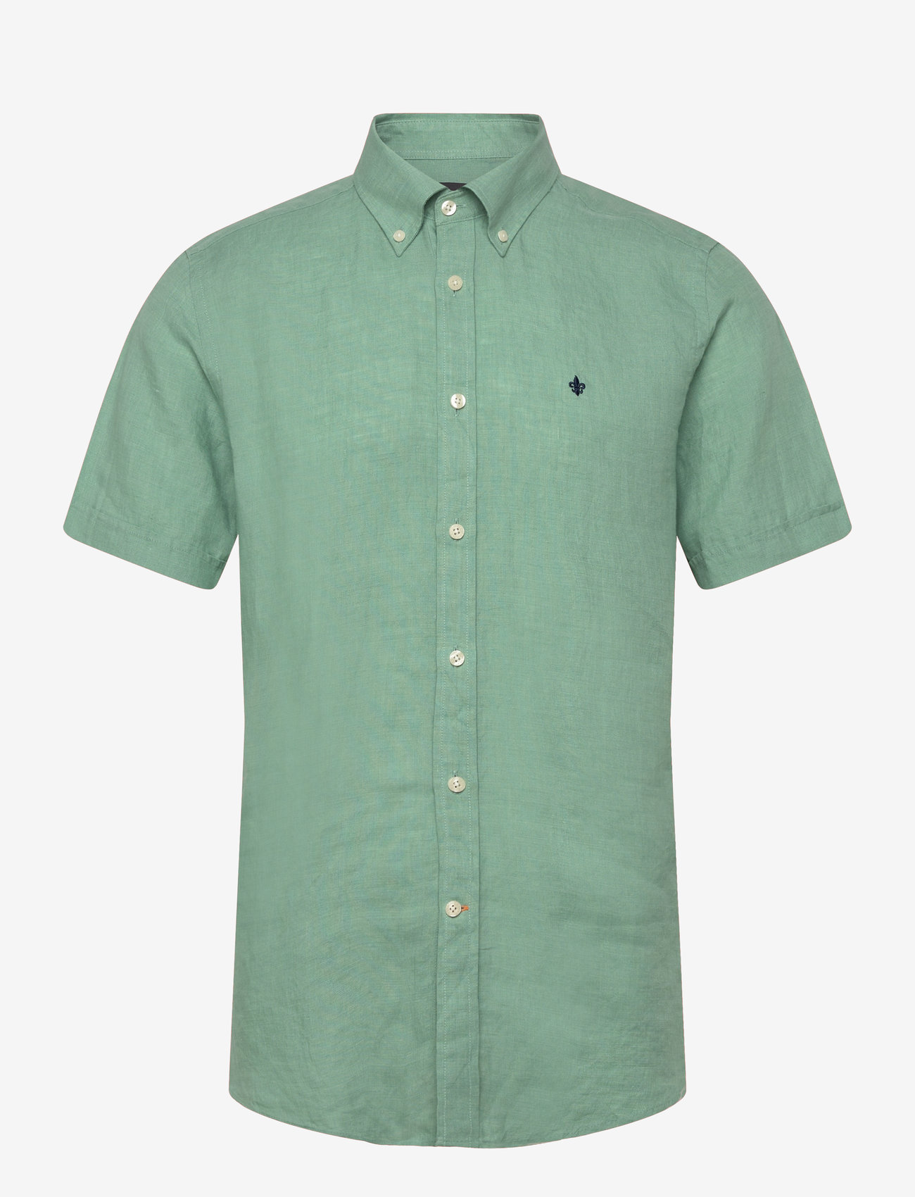 Morris - Douglas Linen SS Shirt-Classic Fit - basic skjortor - green - 0