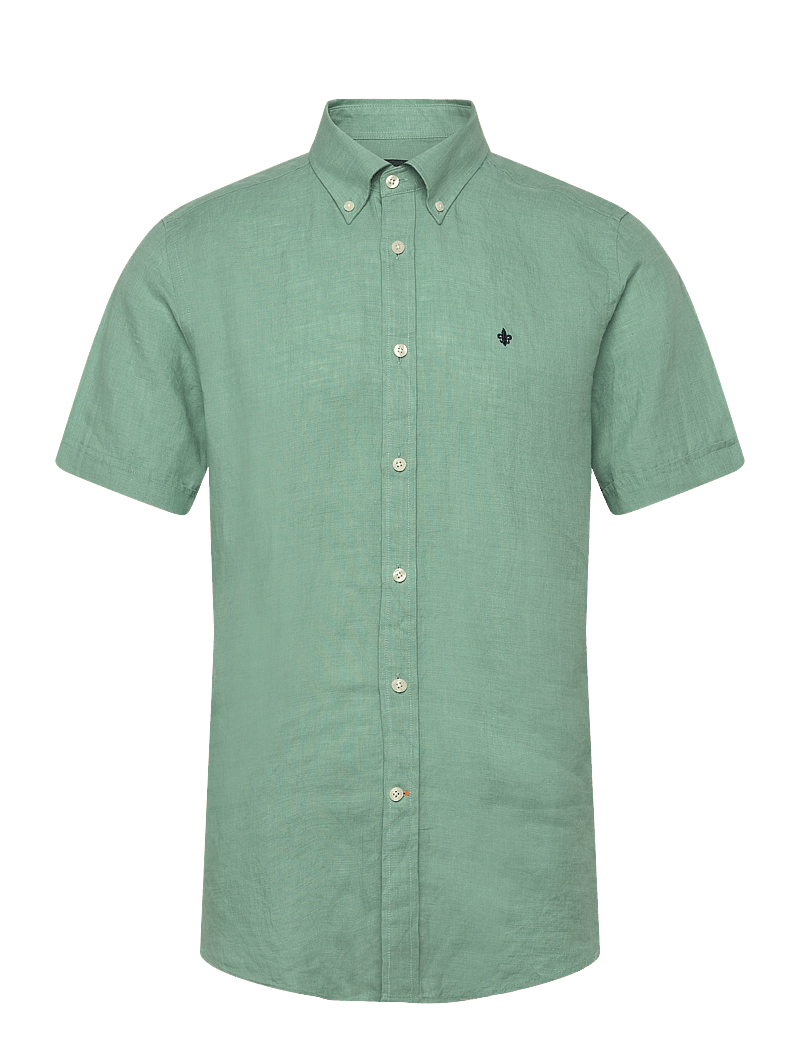 Morris - Douglas Linen SS Shirt-Classic Fit - basic skjortor - green - 0