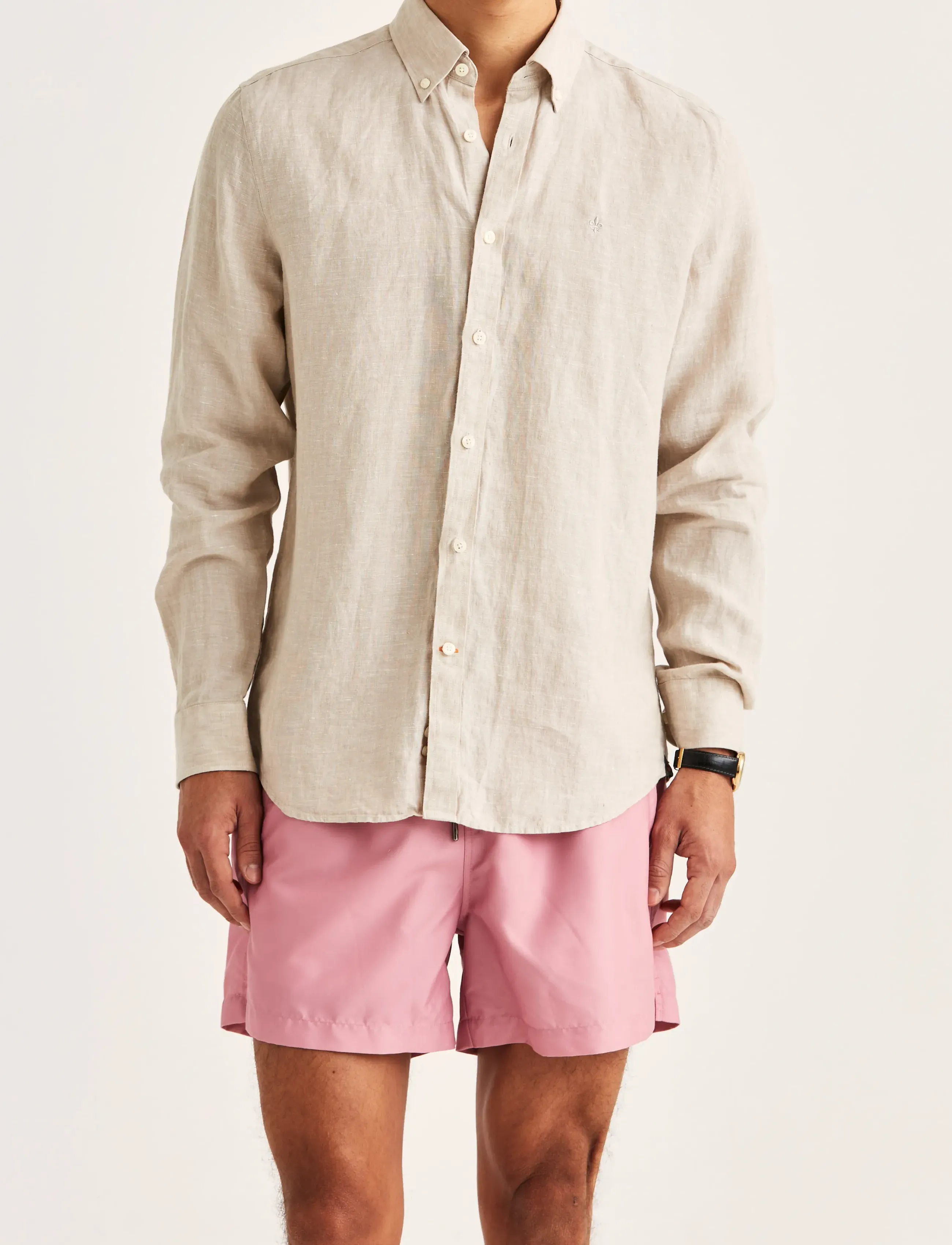 Morris Douglas Linen Shirt-Classic Fit, XXL, Beige, Skjorter > Afslappet, Herre